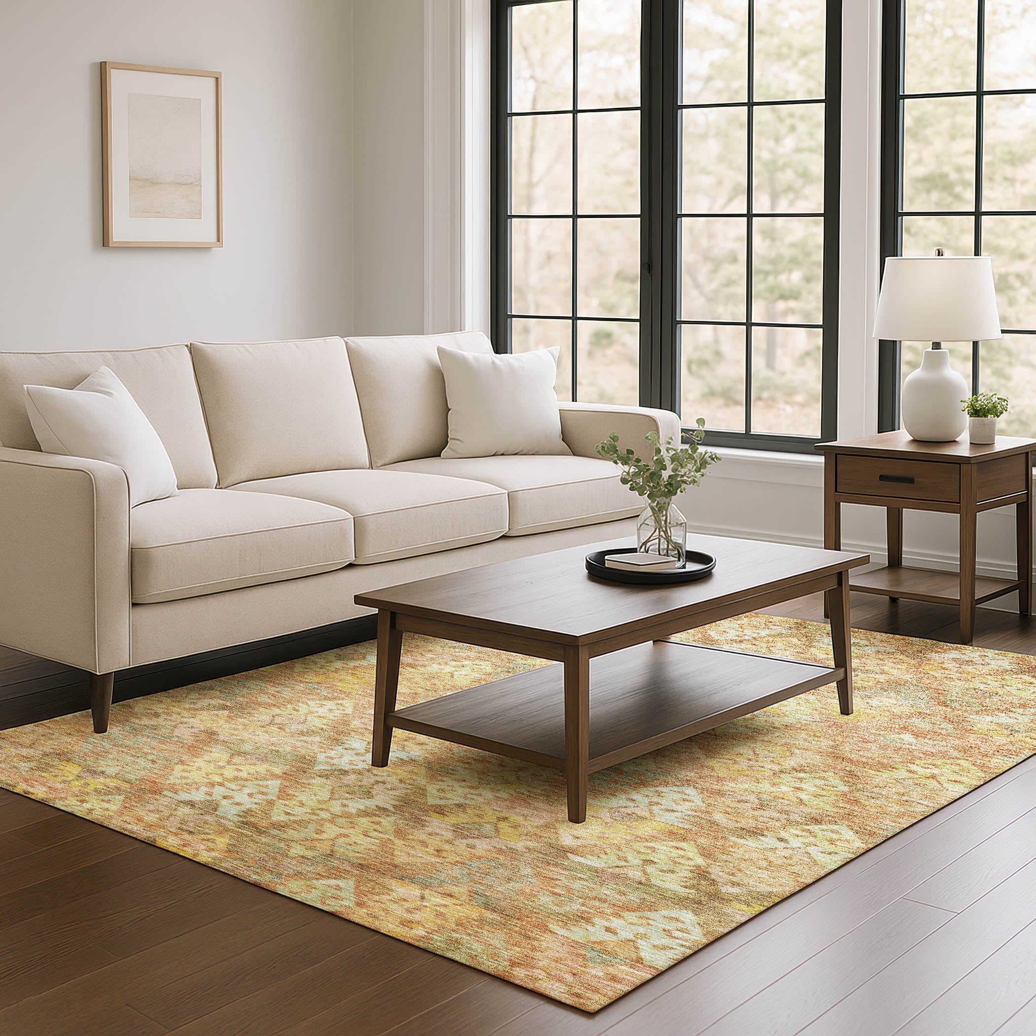 Bruges Machine Washable Transitional Copper Orange Rug 2'6" x 3'10" #shape_Rectangle