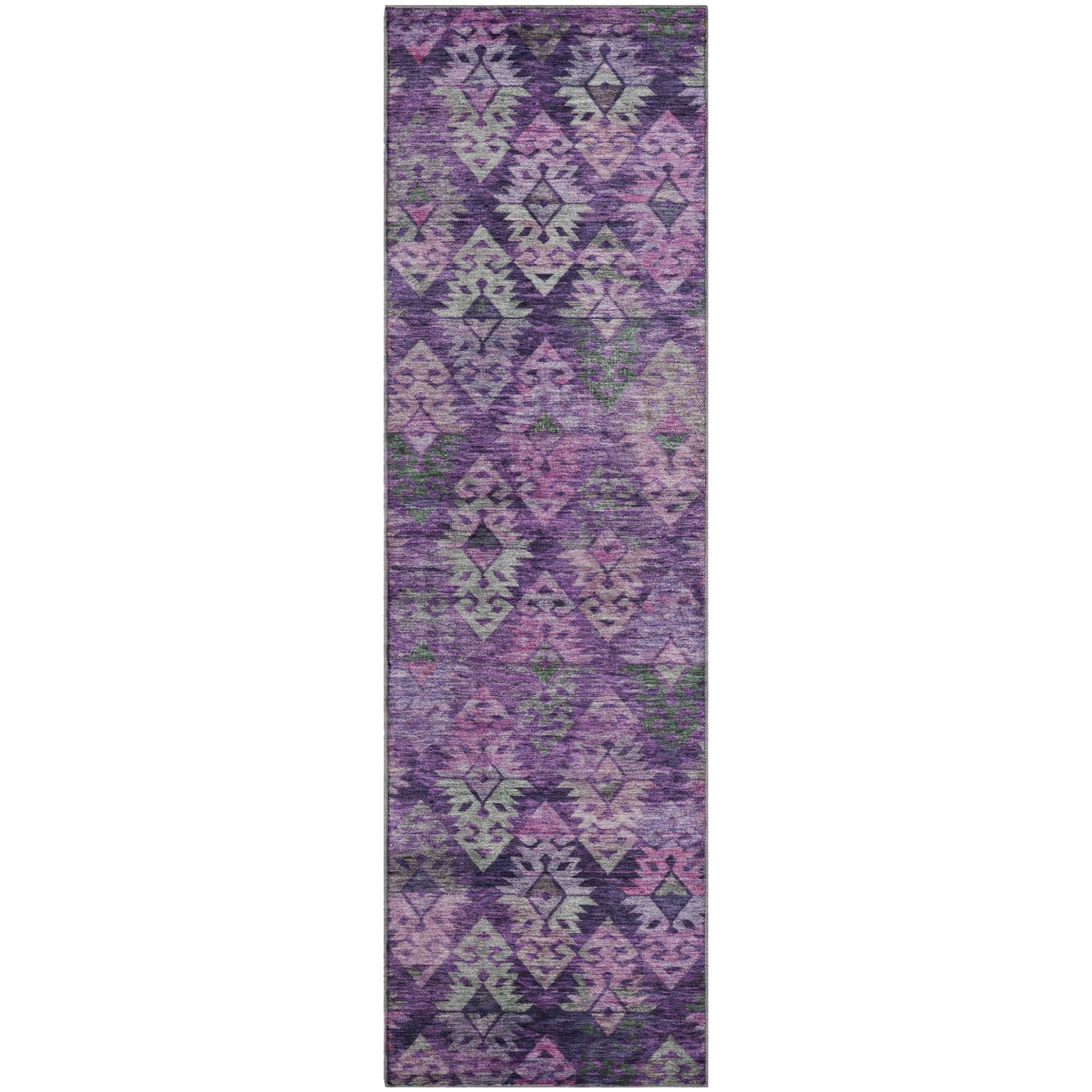 Bruges Machine Washable Transitional Eggplant Purple Rug 2'3" x 7'6" #shape_Runner