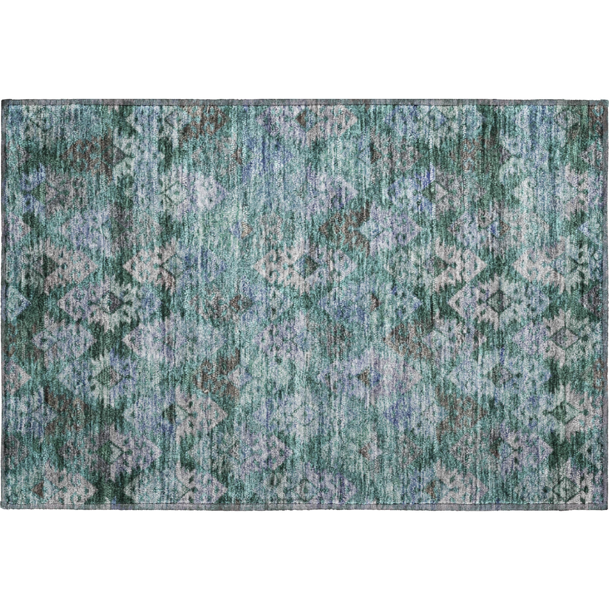 Bruges Machine Washable Transitional Emerald Green Rug 1'8" x 2'6" #shape_Rectangle