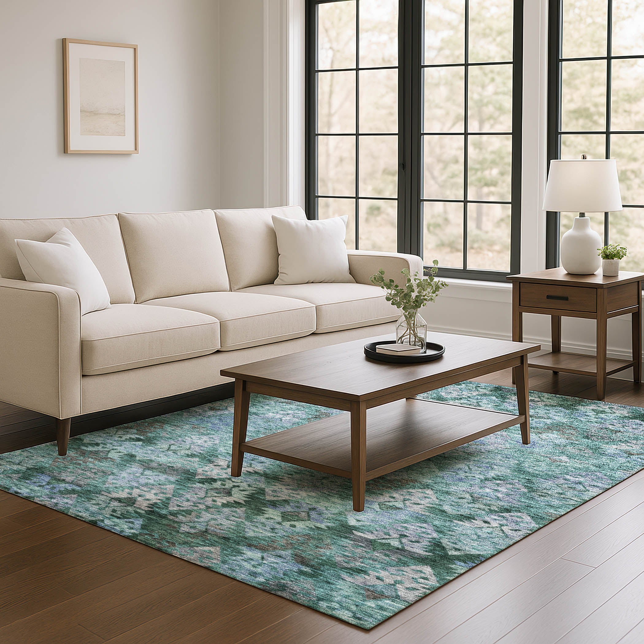 Bruges Machine Washable Transitional Emerald Green Rug 2'6" x 3'10" #shape_Rectangle