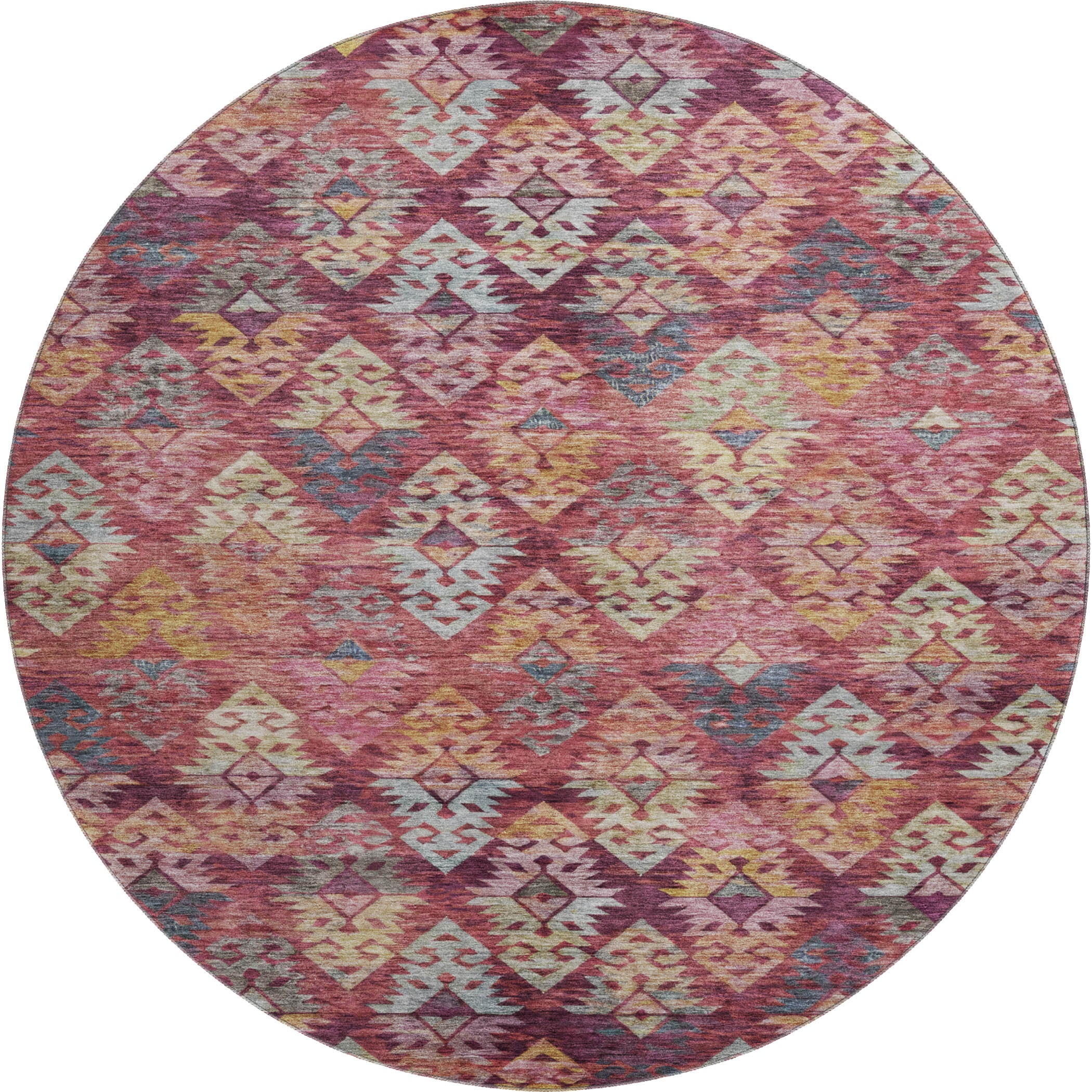 Bruges Machine Washable Transitional Paprika Orange Rug 8' x 8' #shape_Round