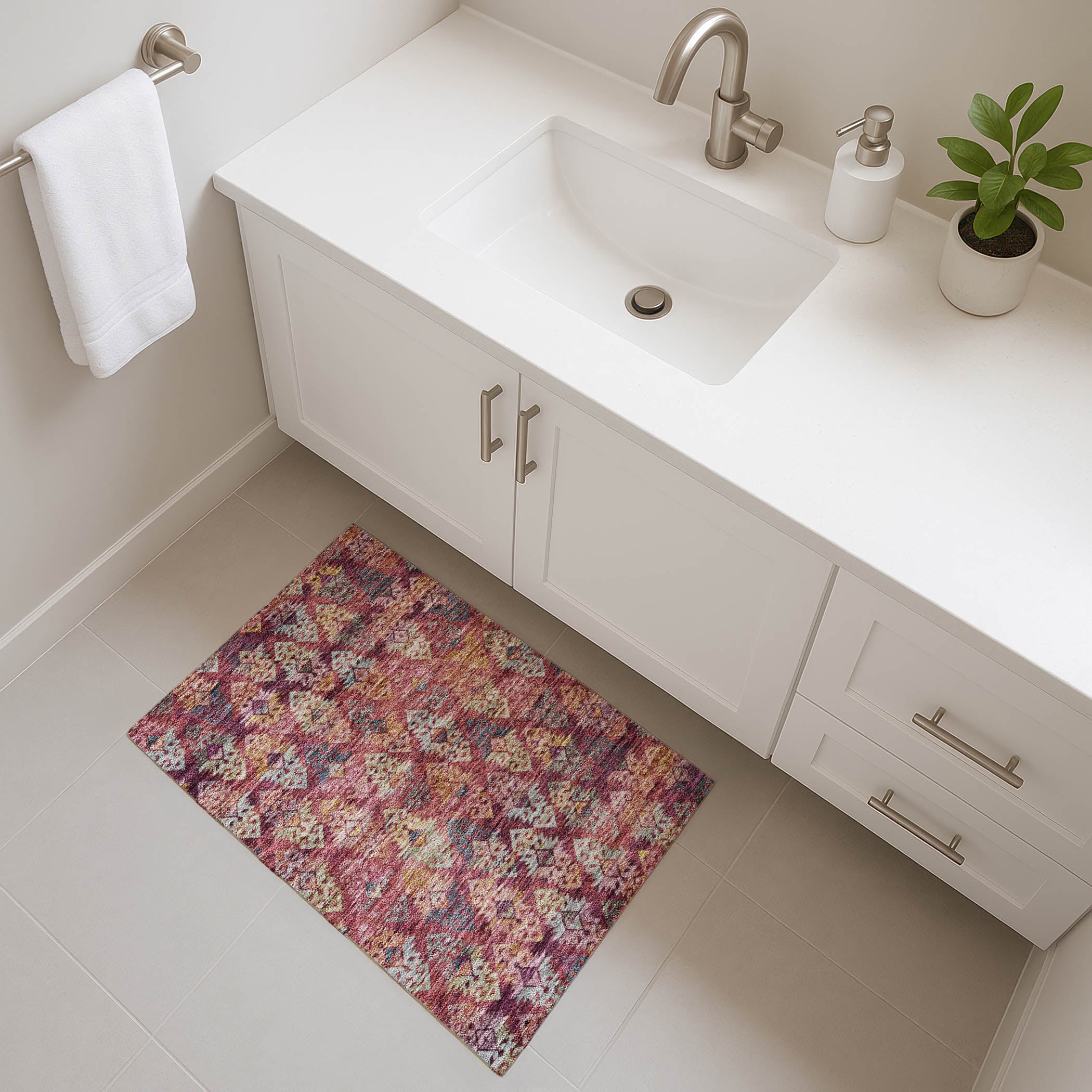 Bruges Machine Washable Transitional Paprika Orange Rug 1'8" x 2'6" #shape_Rectangle