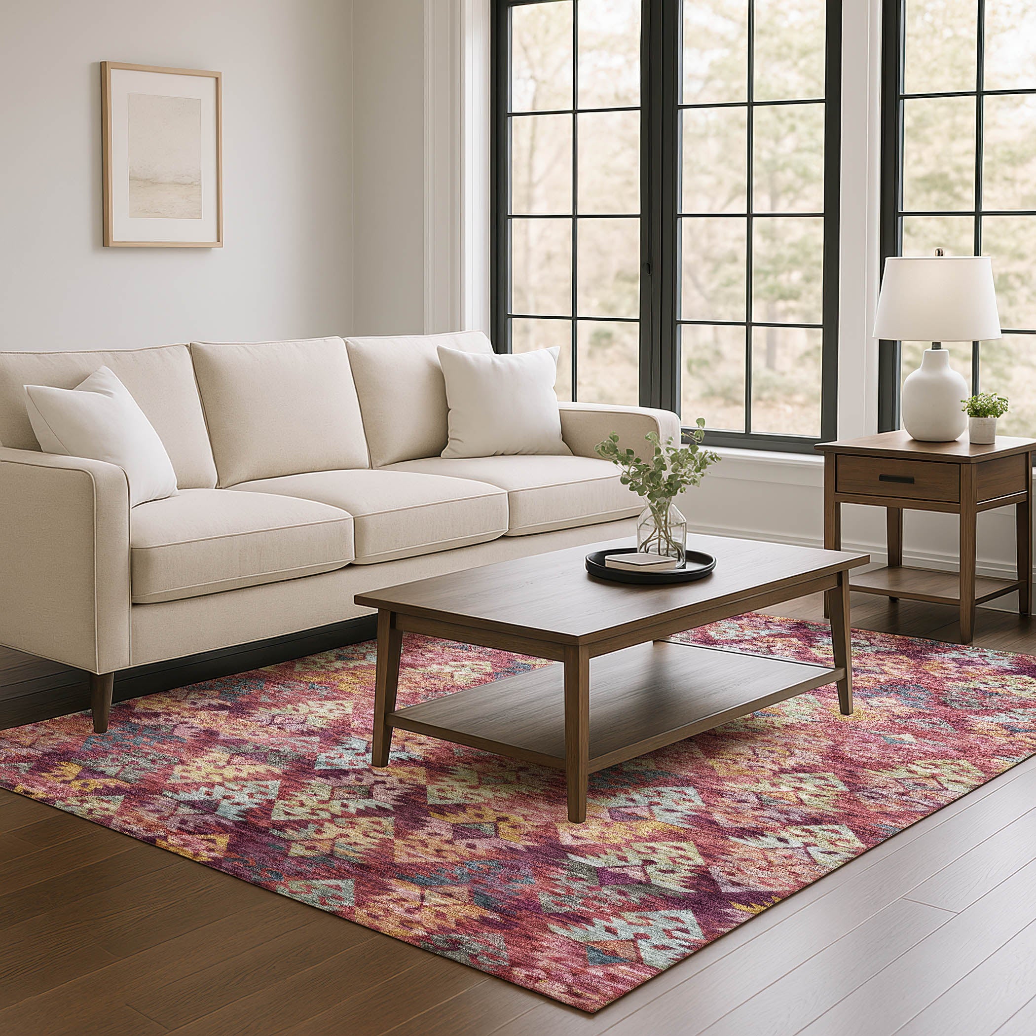 Bruges Machine Washable Transitional Paprika Orange Rug 2'6" x 3'10" #shape_Rectangle