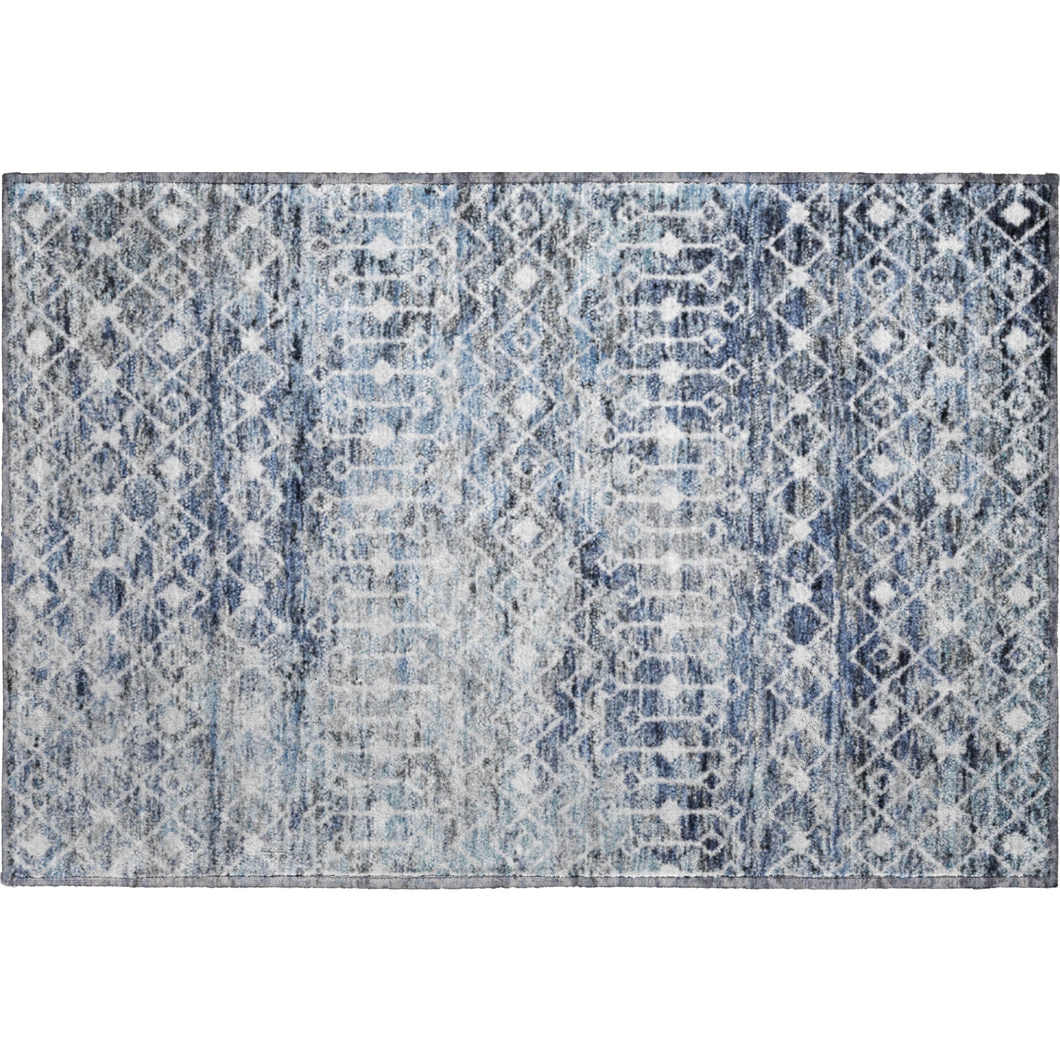 Mdina Machine Washable Transitional Blue Rug 1'8" x 2'6" #shape_Rectangle