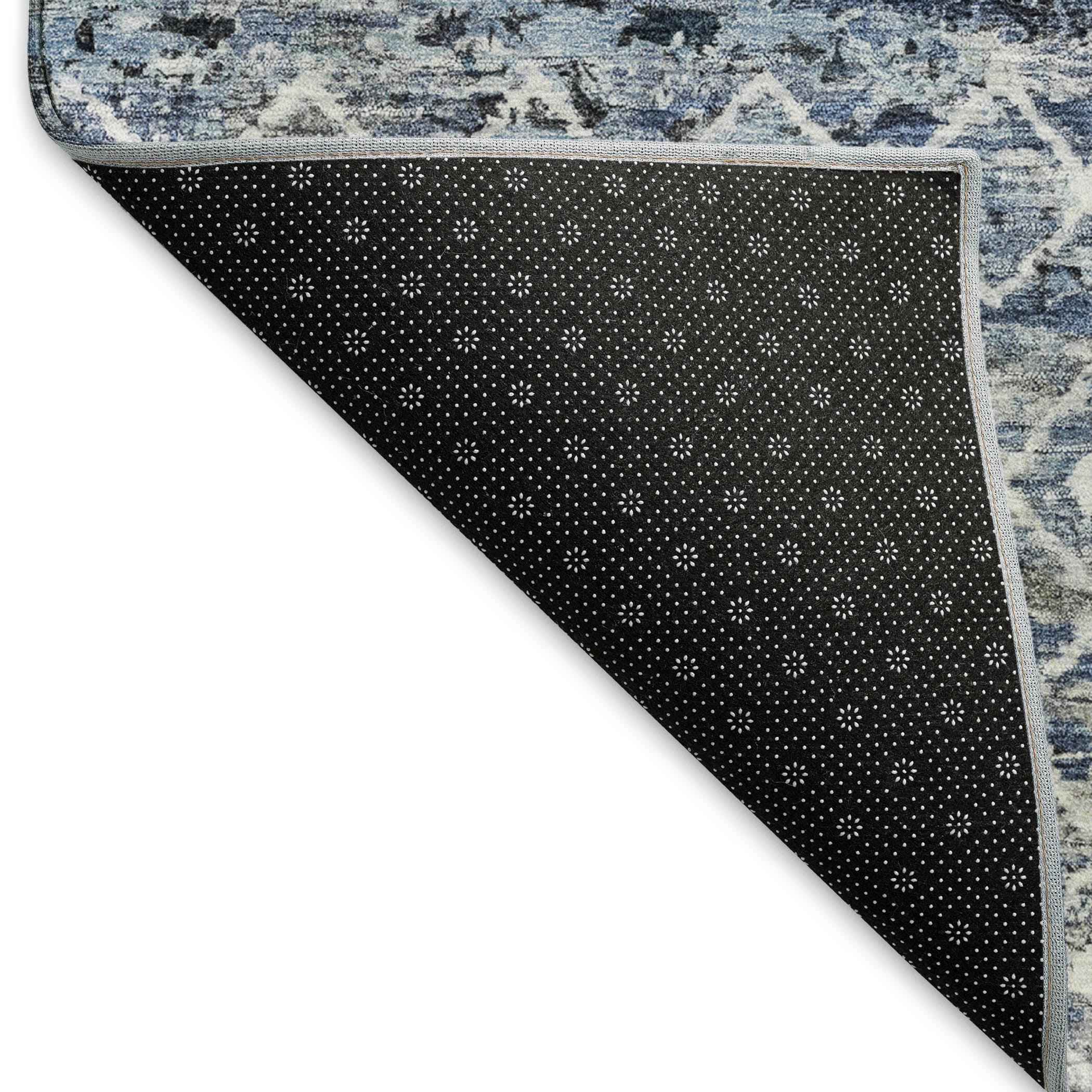Mdina Machine Washable Transitional Blue Rug 1'8" x 2'6" #shape_Rectangle