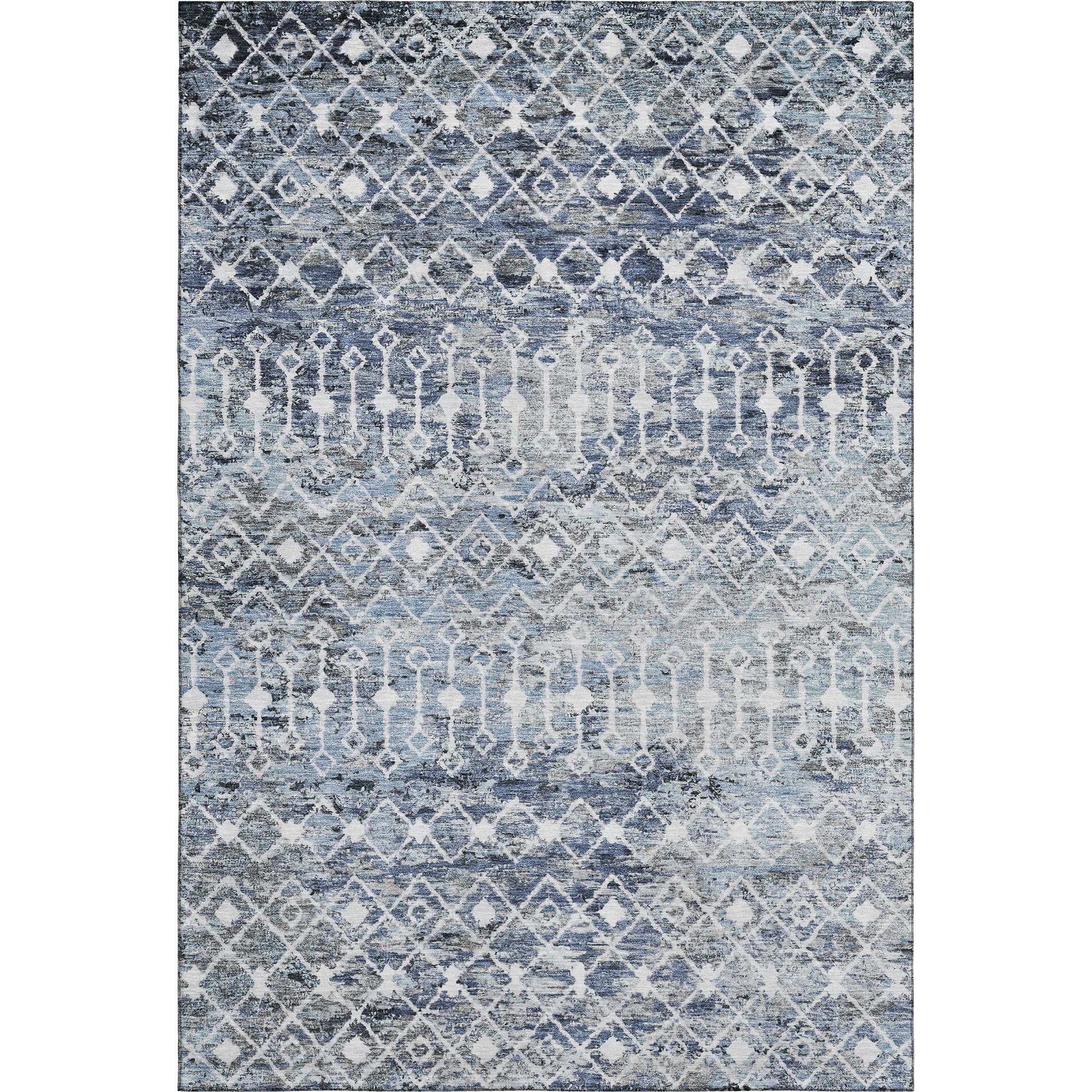 Mdina Machine Washable Transitional Blue Rug 2'6" x 3'10" #shape_Rectangle