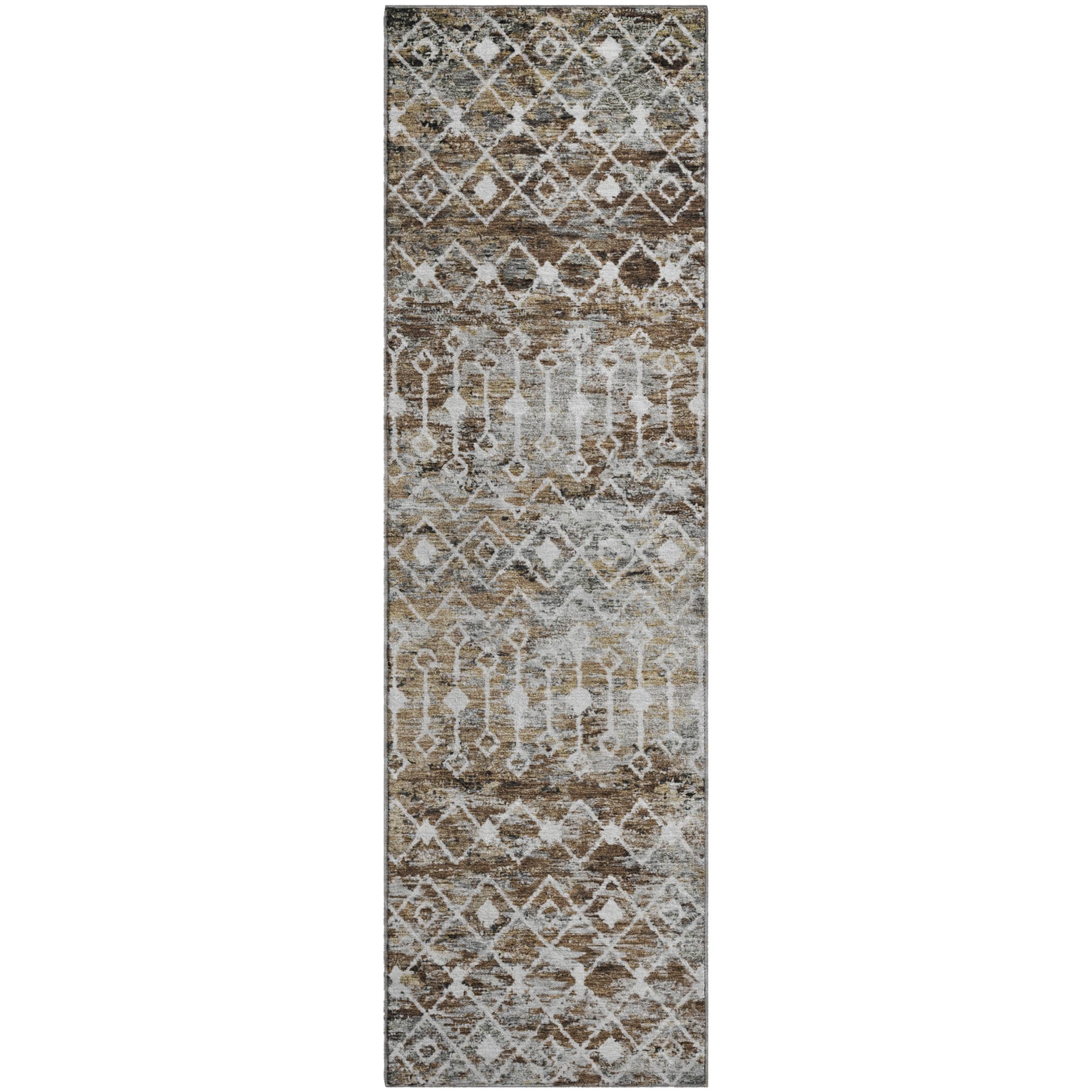 Mdina Machine Washable Transitional Brown Rug 2'3" x 7'6" #shape_Runner