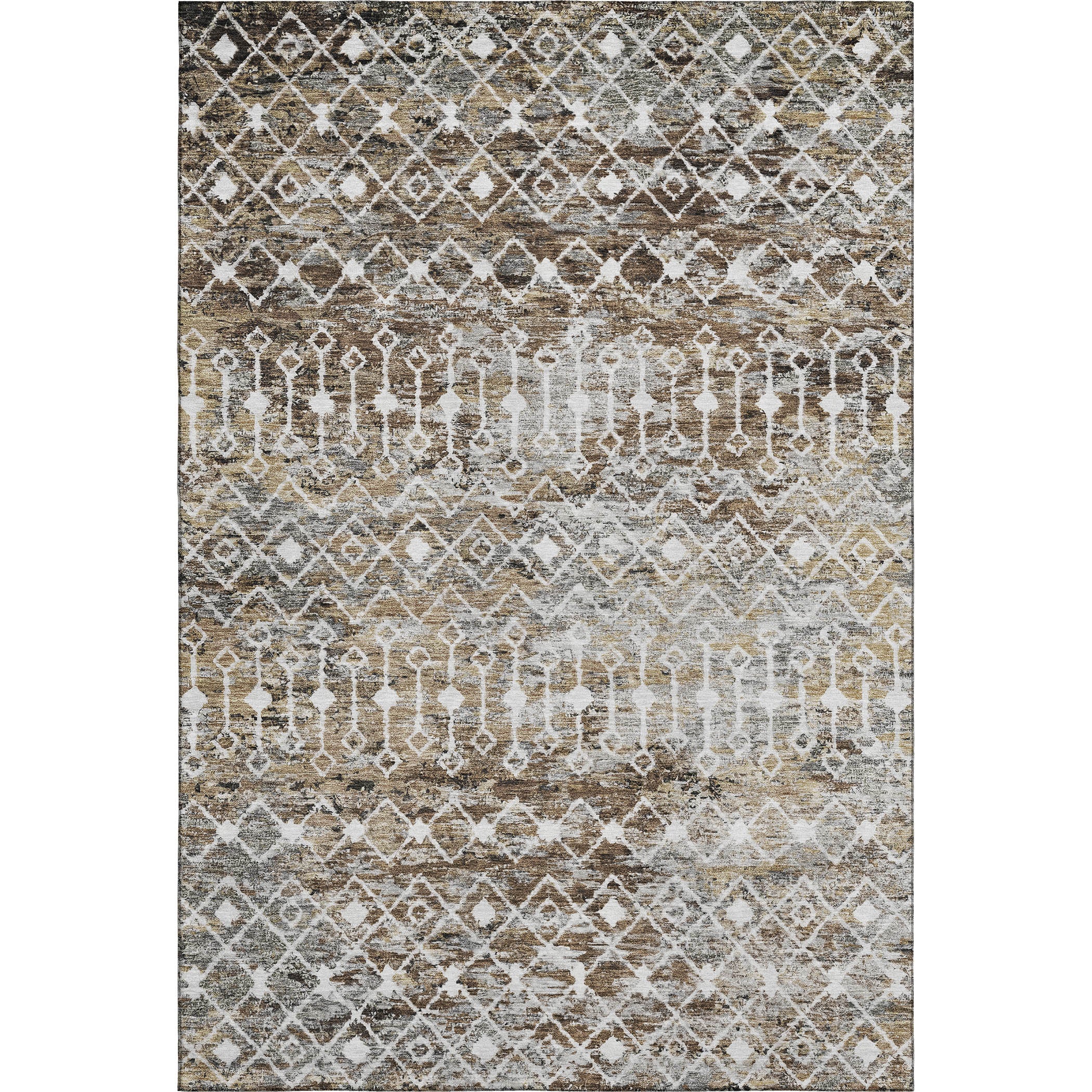 Mdina Machine Washable Transitional Brown Rug 2'6" x 3'10" #shape_Rectangle
