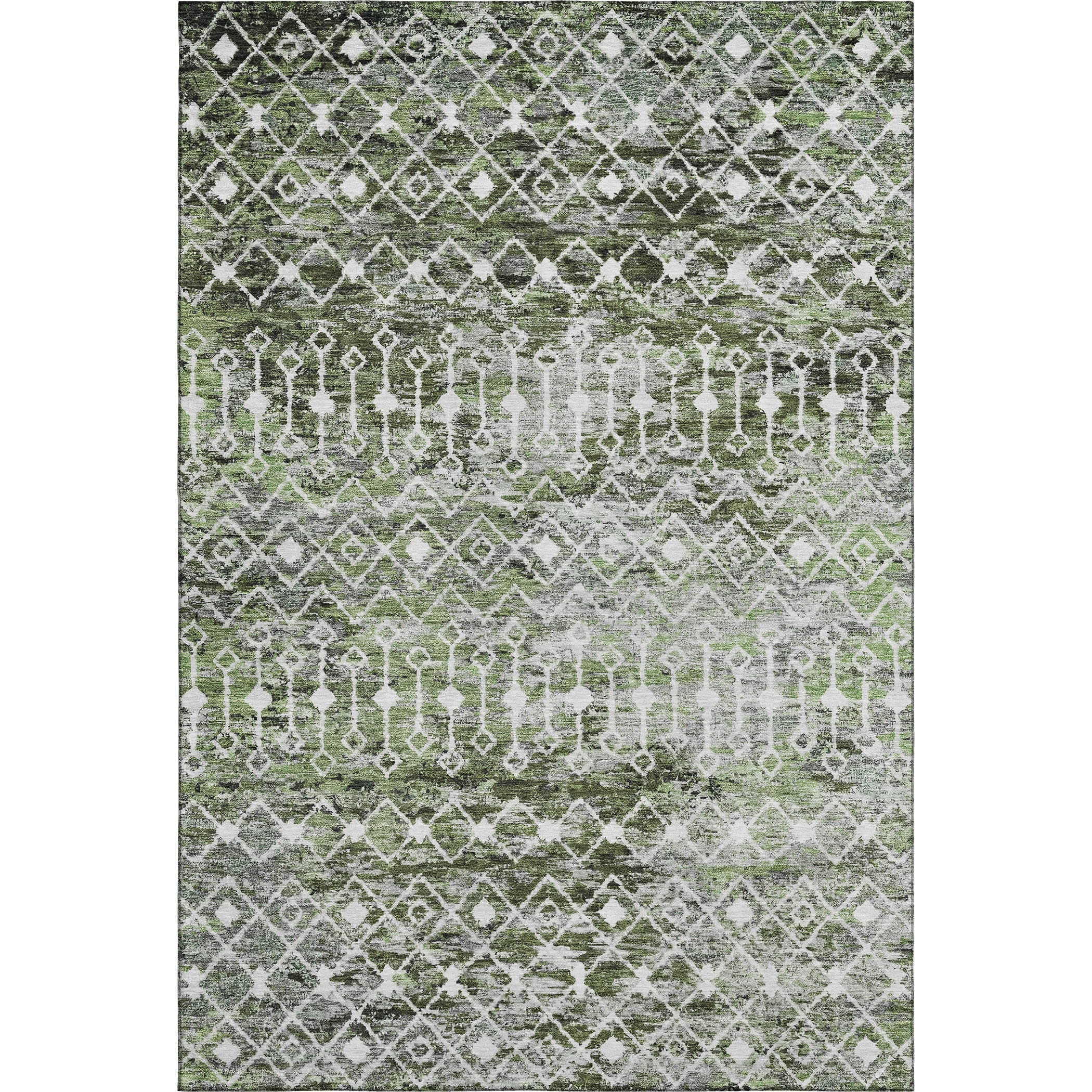 Mdina Machine Washable Transitional Olive Green Rug 2'6" x 3'10" #shape_Rectangle