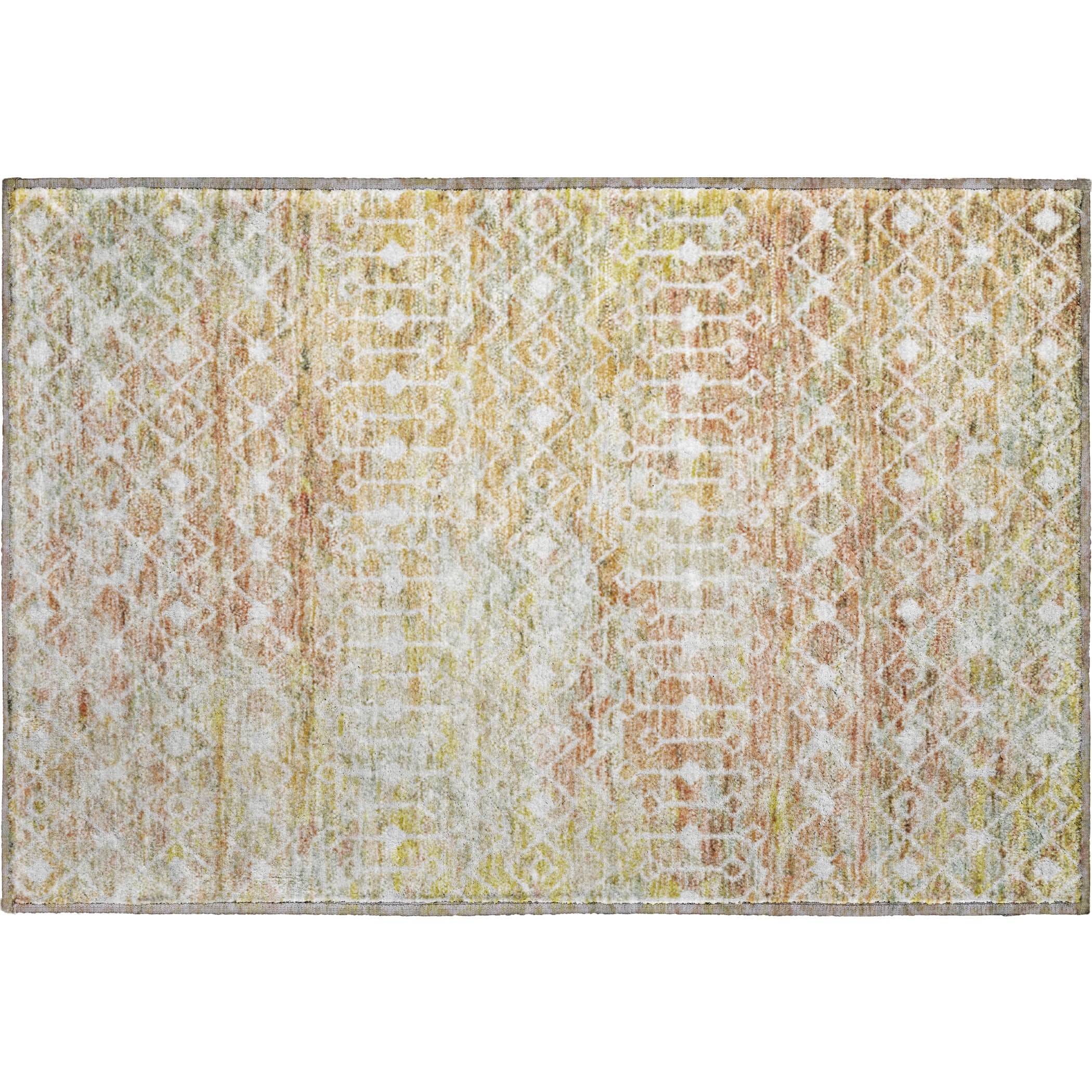 Mdina Machine Washable Transitional Peach Orange Rug 1'8" x 2'6" #shape_Rectangle