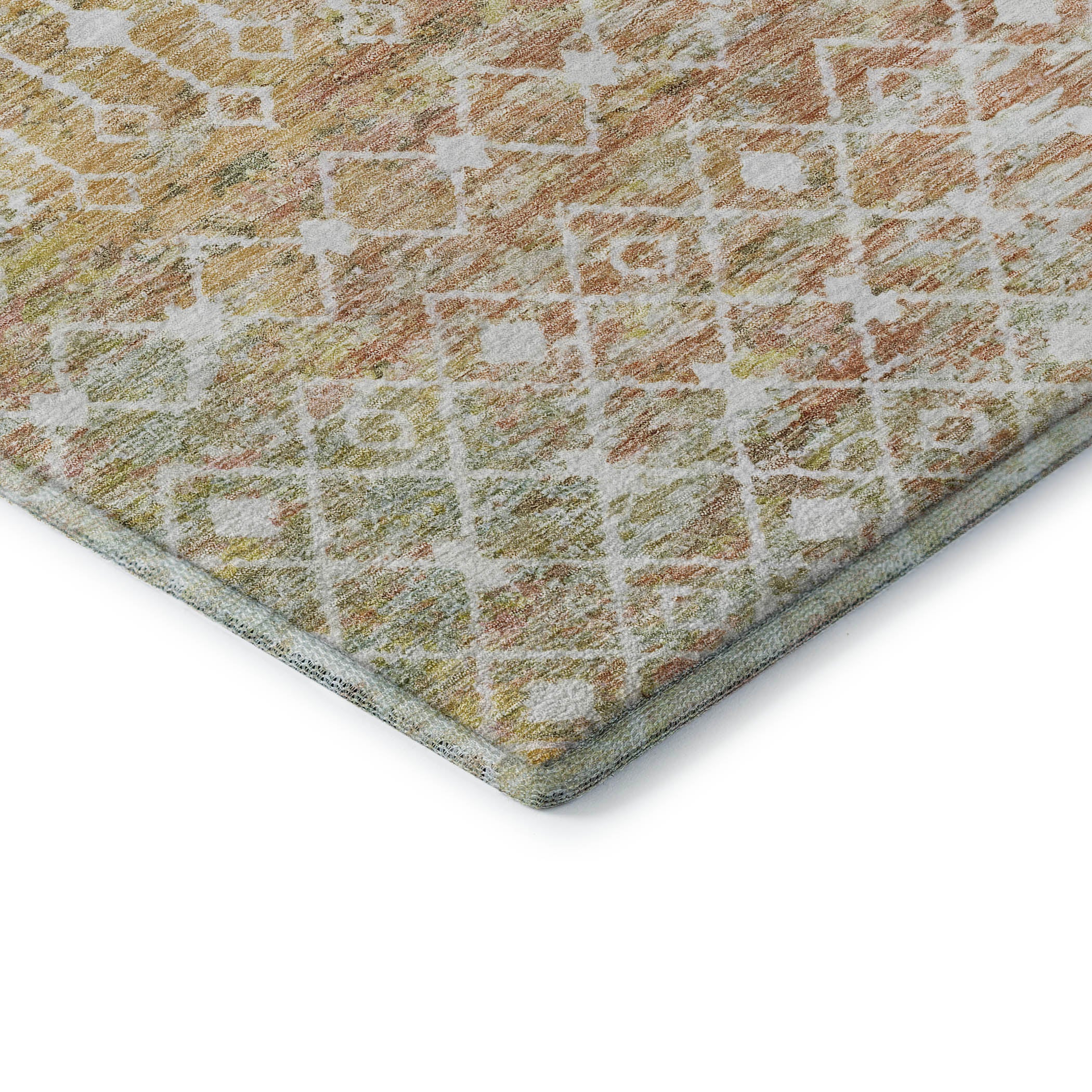 Mdina Machine Washable Transitional Peach Orange Rug 1'8" x 2'6" #shape_Rectangle