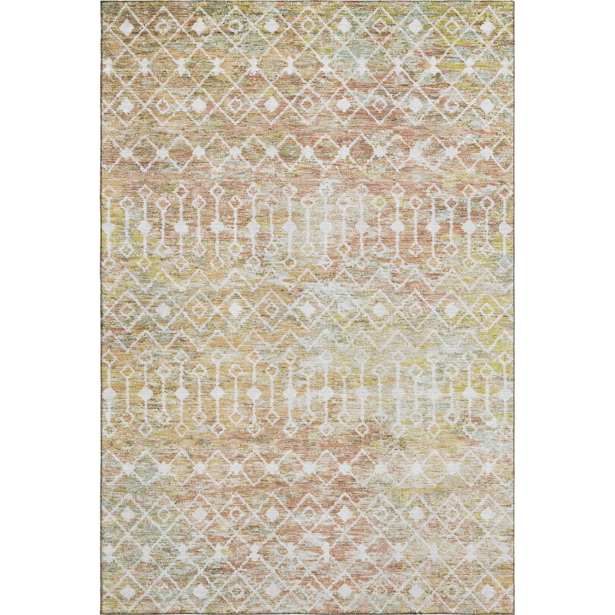 Mdina Machine Washable Transitional Peach Orange Rug 2'6" x 3'10" #shape_Rectangle