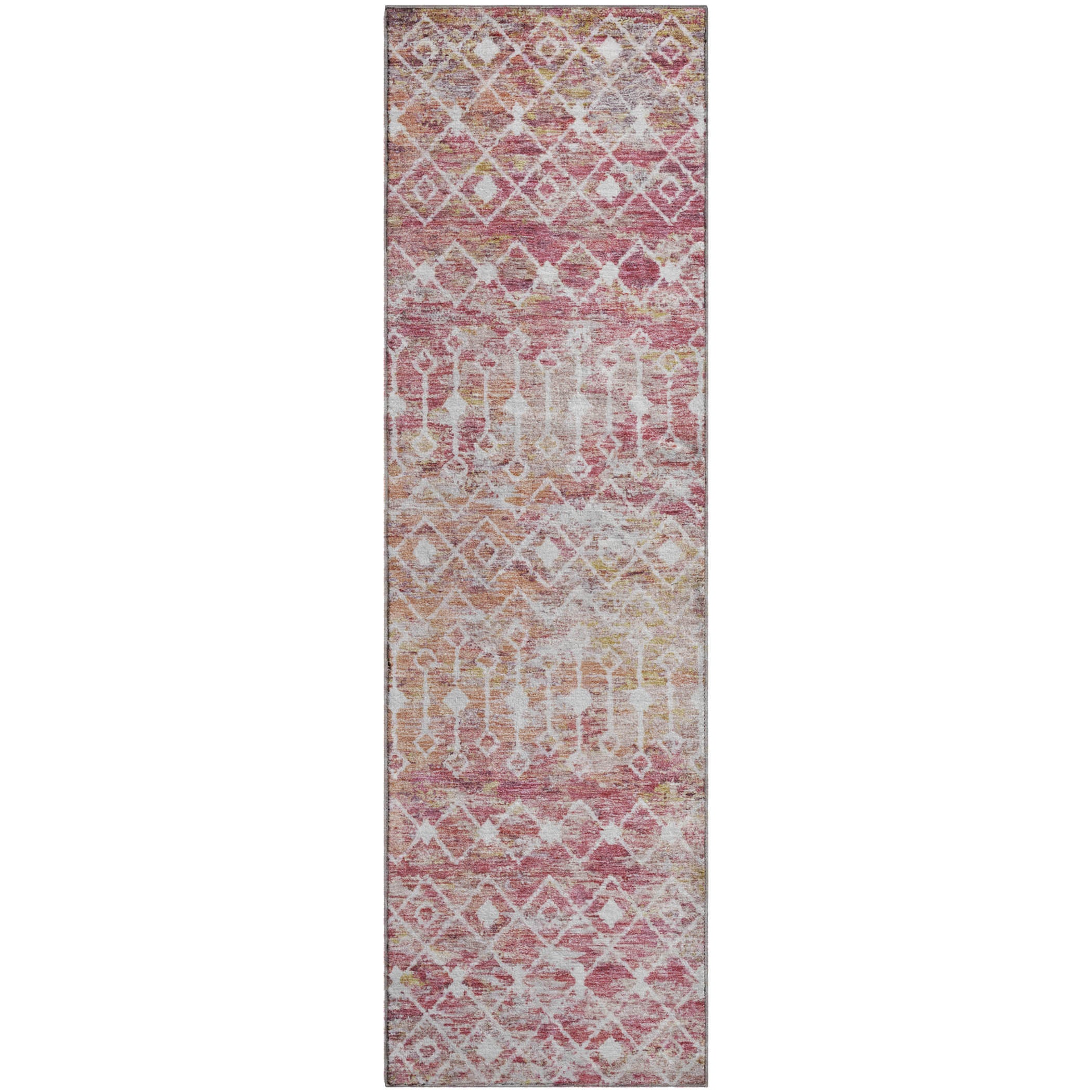 Mdina Machine Washable Transitional Pink Rug 2'3" x 7'6" #shape_Runner
