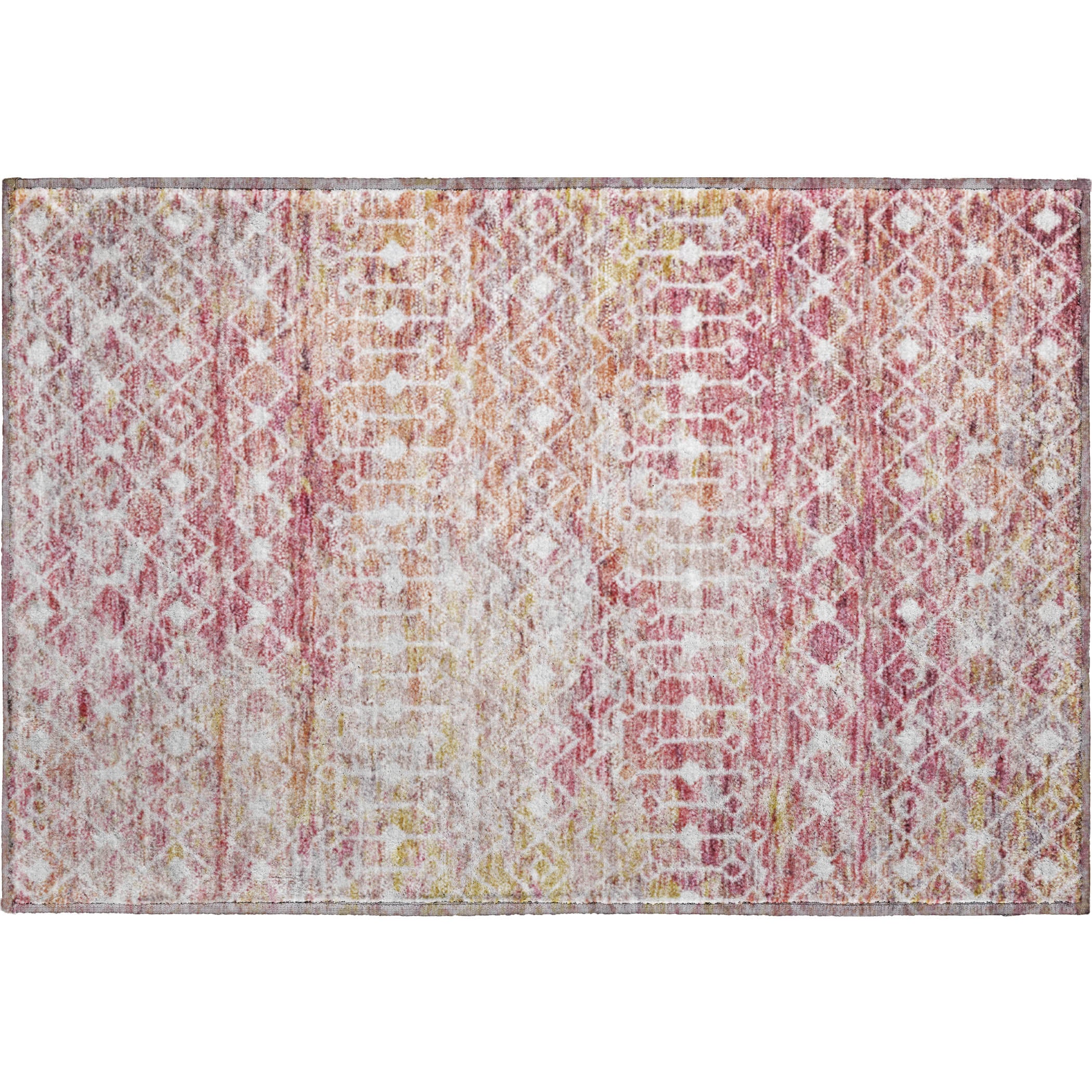 Mdina Machine Washable Transitional Pink Rug 1'8" x 2'6" #shape_Rectangle
