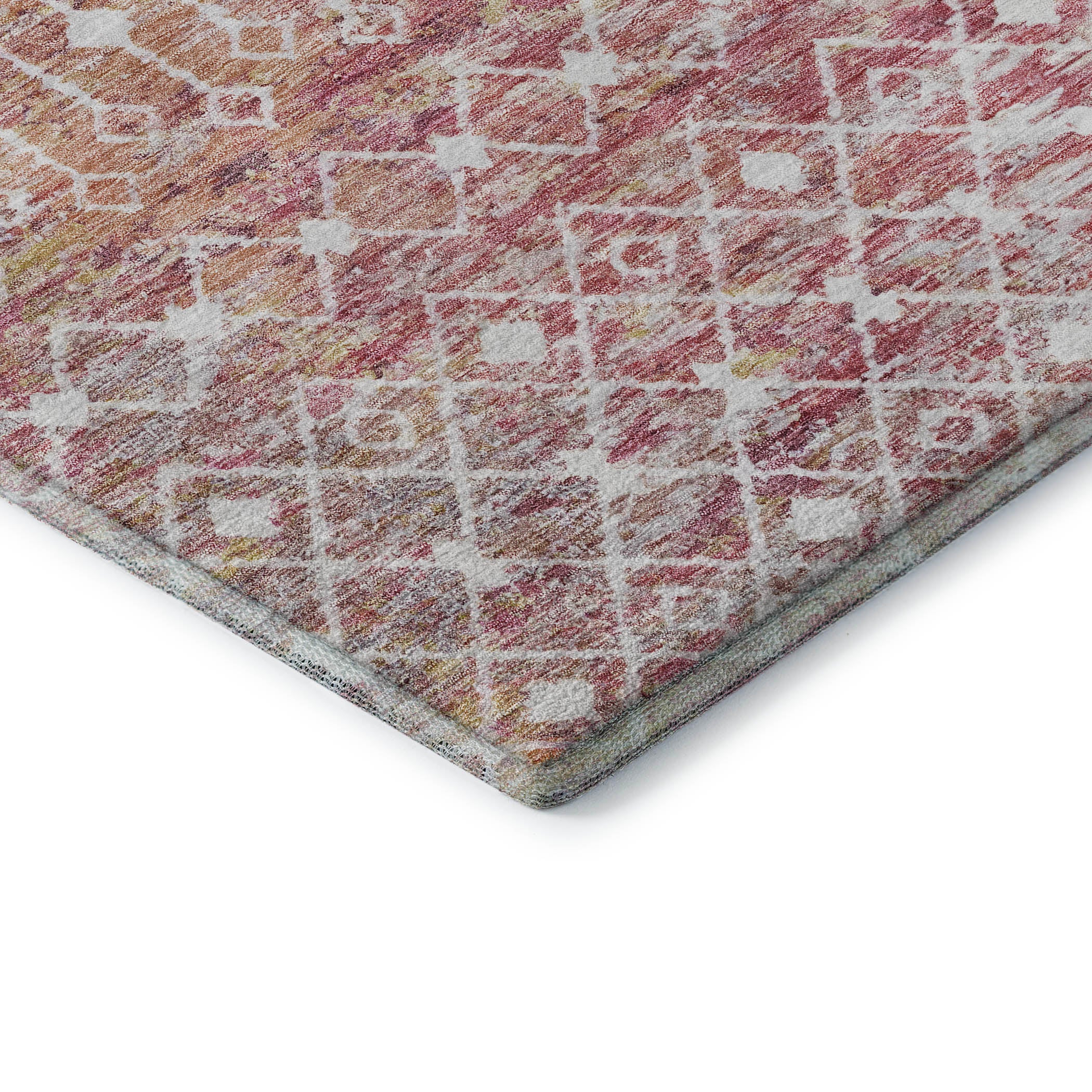 Mdina Machine Washable Transitional Pink Rug 1'8" x 2'6" #shape_Rectangle
