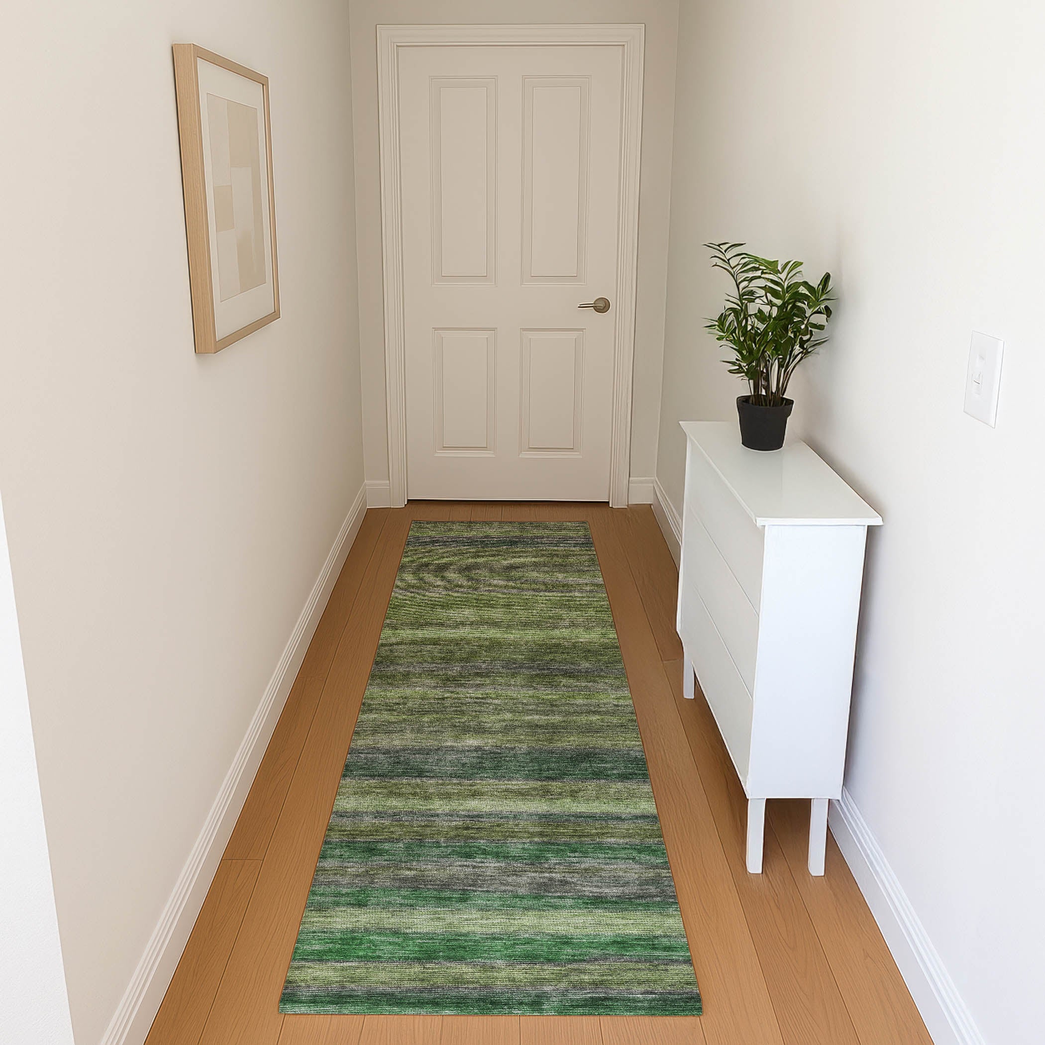 Athens Machine Washable Transitional Aloe Green Rug 2'3" x 7'6" #shape_Runner