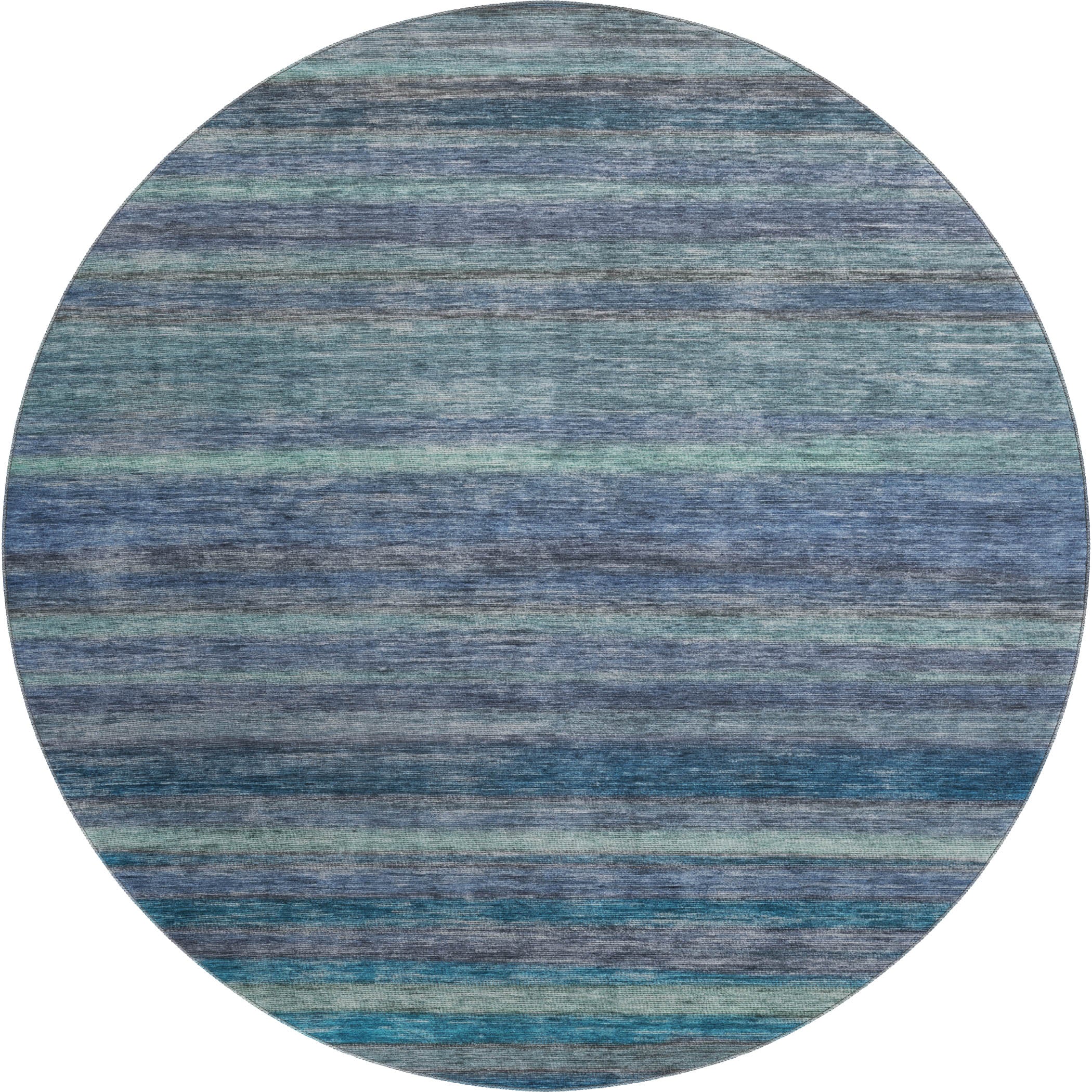 Athens Machine Washable Transitional Blue Rug 8' x 8' #shape_Round