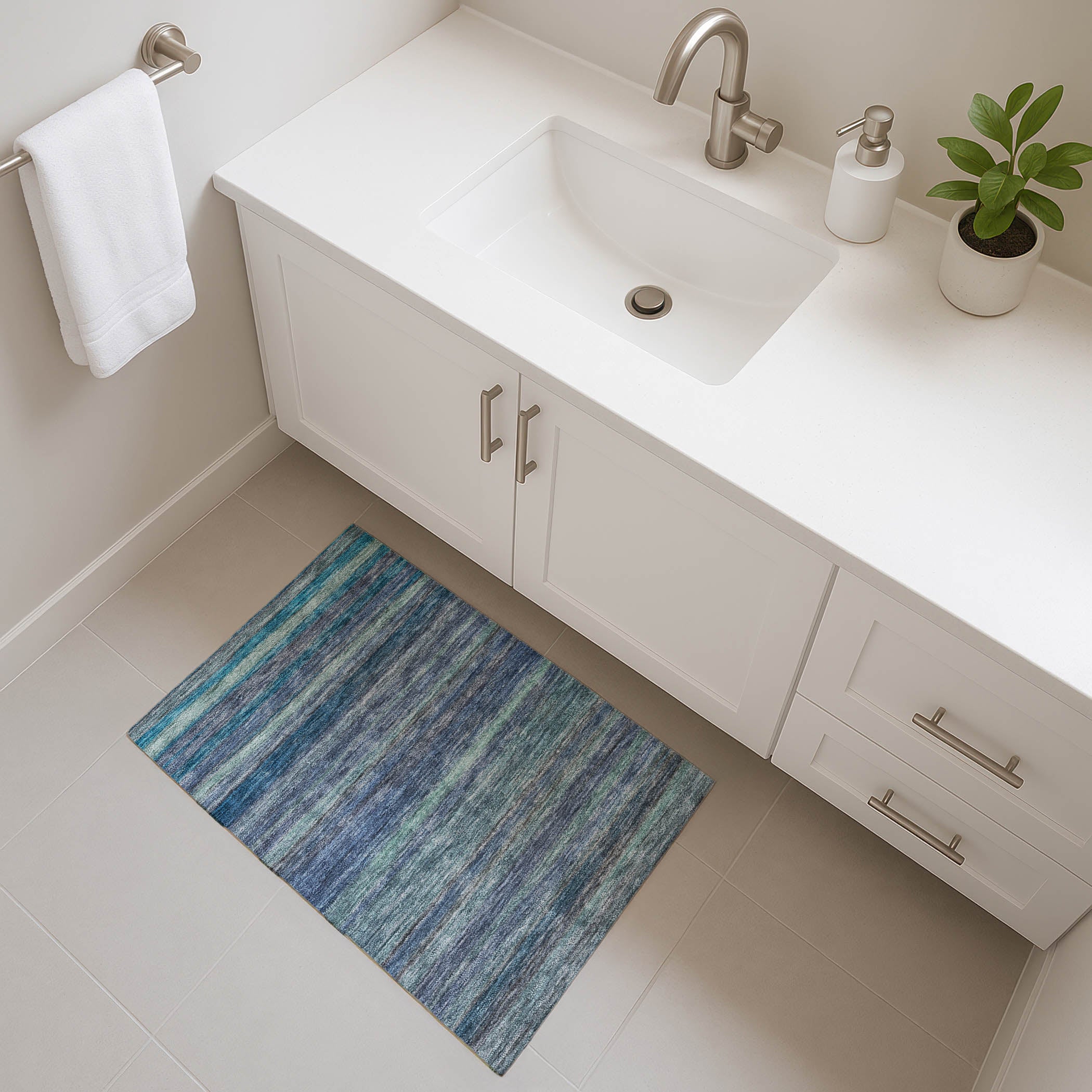 Athens Machine Washable Transitional Blue Rug 1'8" x 2'6" #shape_Rectangle