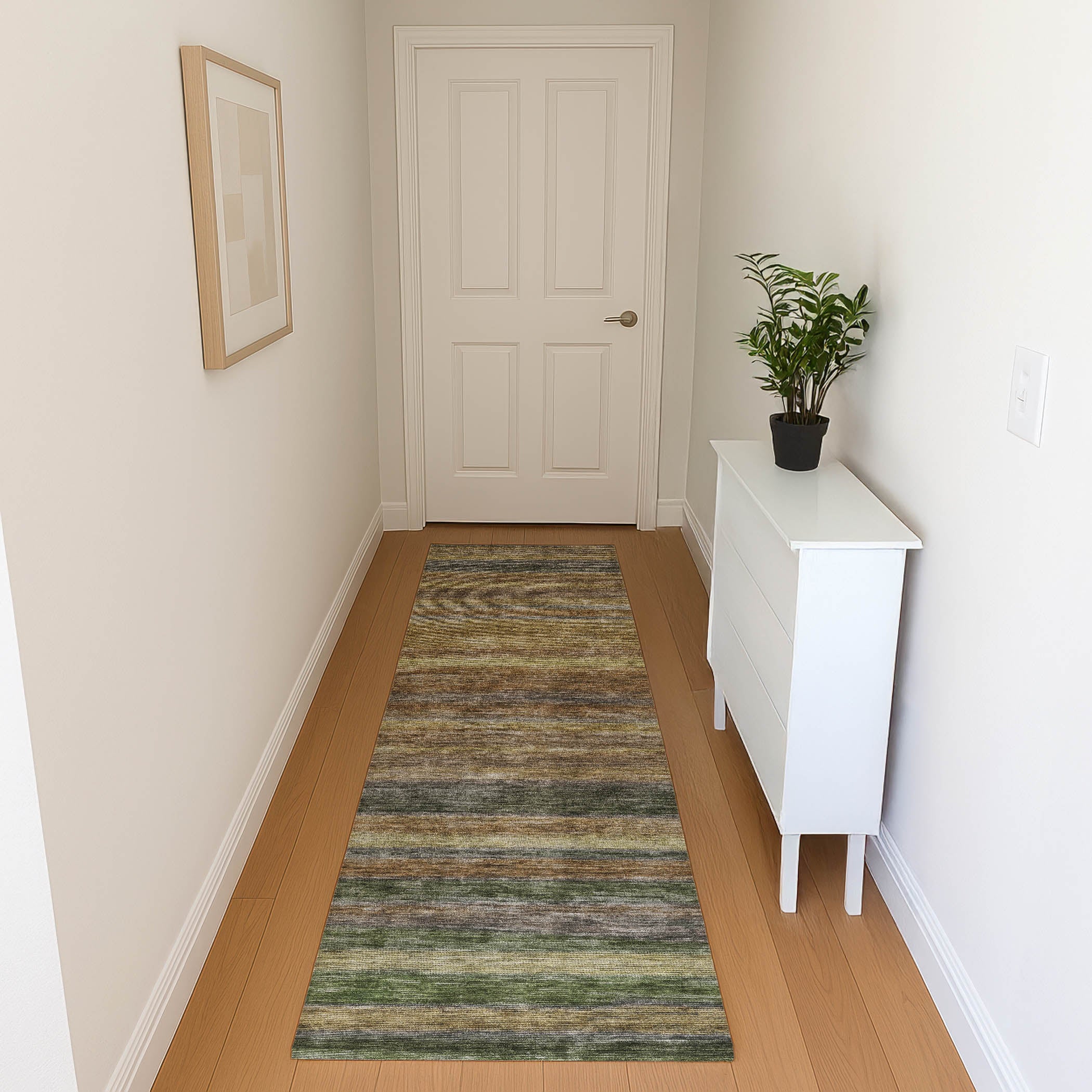 Athens Machine Washable Transitional Brown Rug 2'3" x 7'6" #shape_Runner