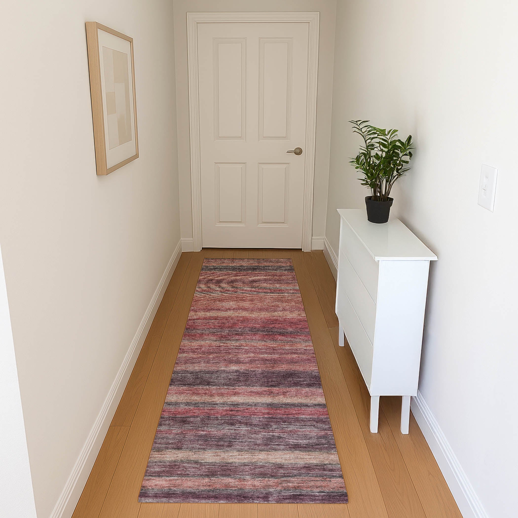 Athens Machine Washable Transitional Paprika Orange Rug 2'3" x 7'6" #shape_Runner