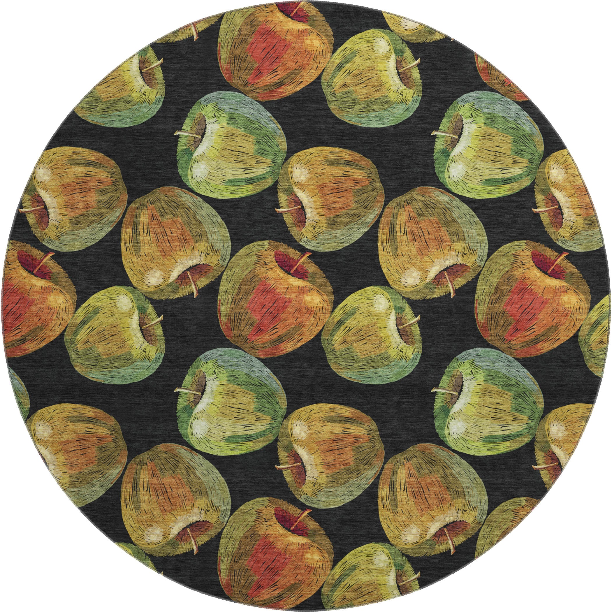 Lima Machine Washable Kitchen Midnight Black Rug 8' x 8' #shape_Round