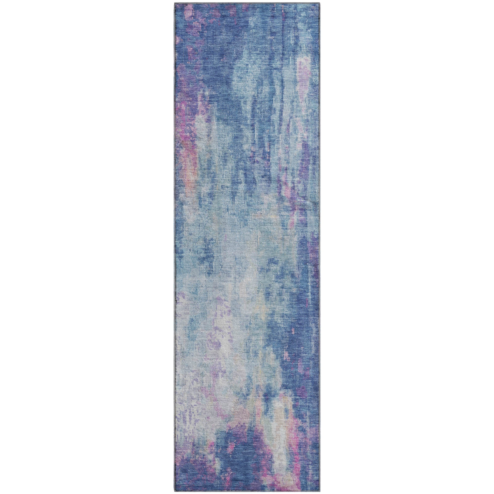 Luang Prabang Machine Washable Transitional Blue Rug 2'3" x 7'6" #shape_Runner