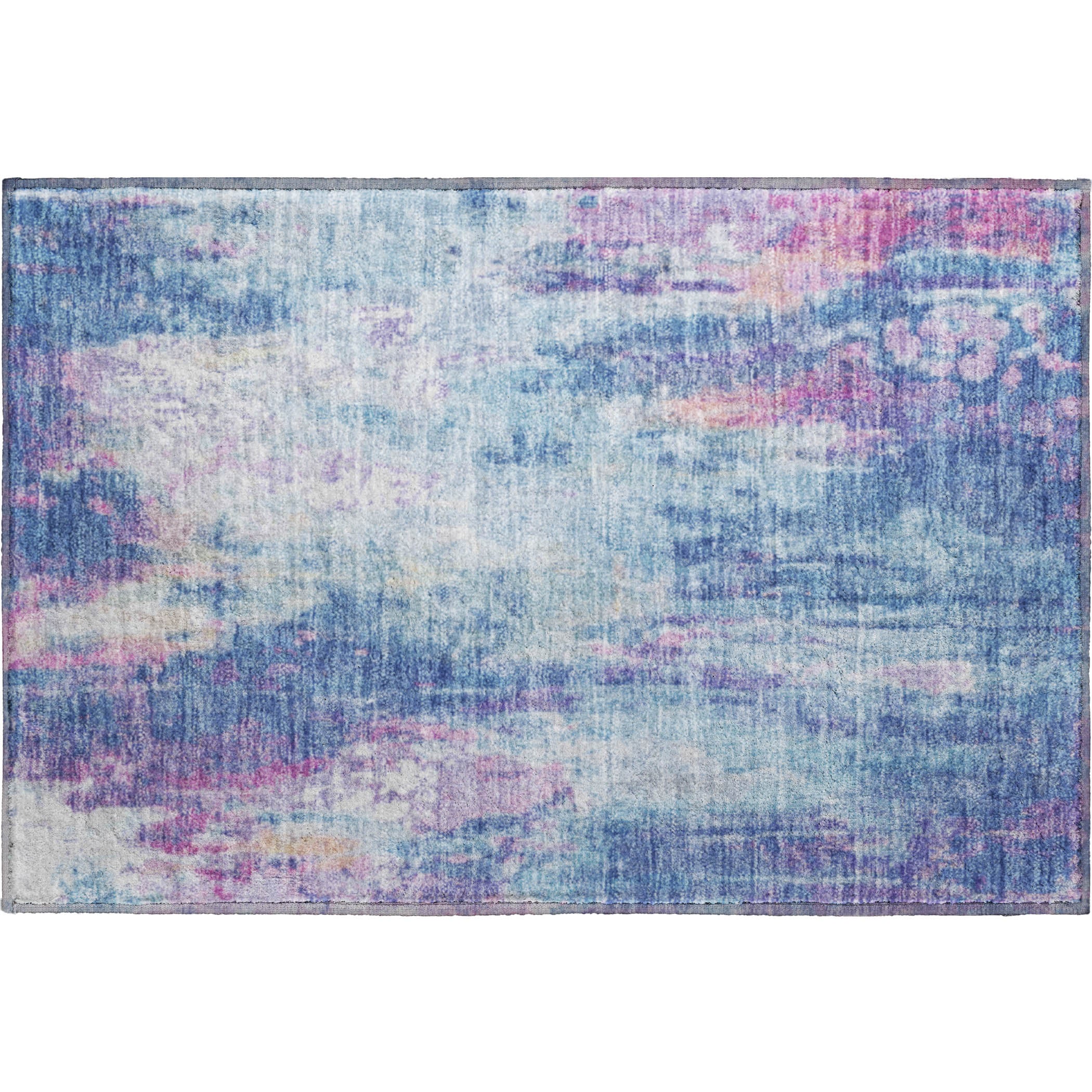 Luang Prabang Machine Washable Transitional Blue Rug 1'8" x 2'6" #shape_Rectangle