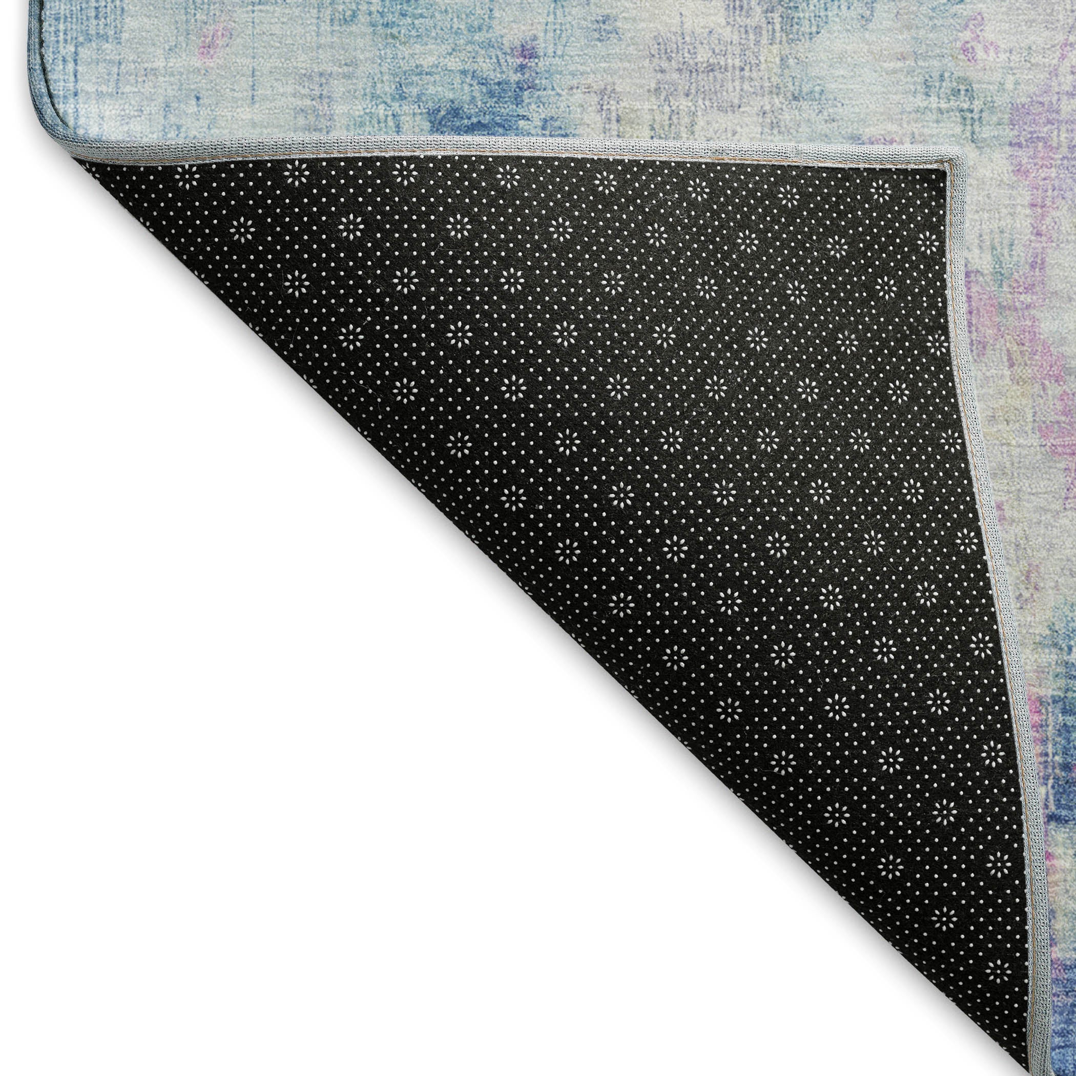 Luang Prabang Machine Washable Transitional Blue Rug 1'8" x 2'6" #shape_Rectangle