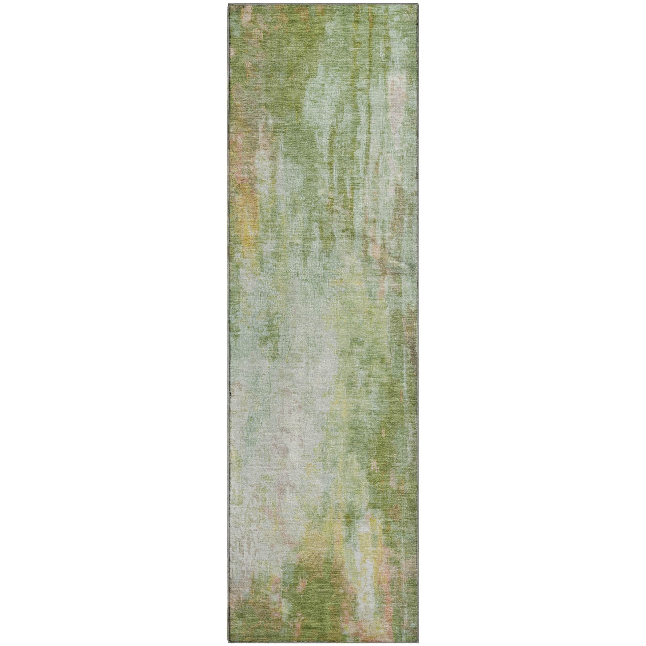 Luang Prabang Machine Washable Transitional Sage Green Rug 2'3" x 7'6" #shape_Runner