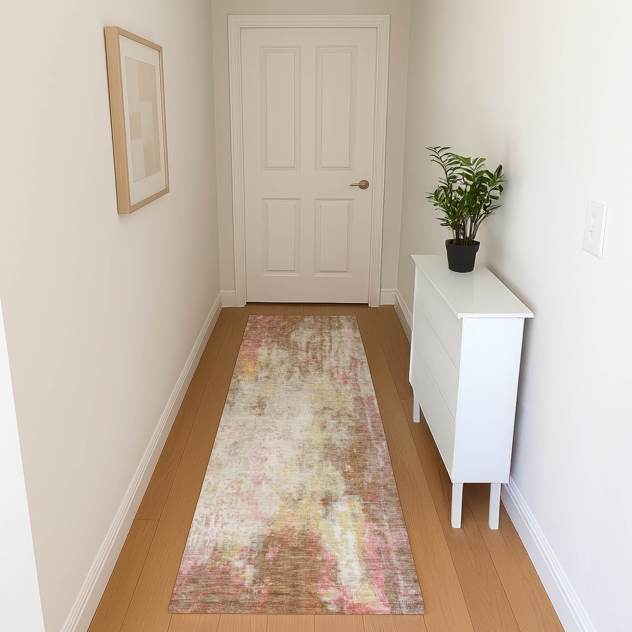 Luang Prabang Machine Washable Transitional Tan Brown Rug 2'3" x 7'6" #shape_Runner