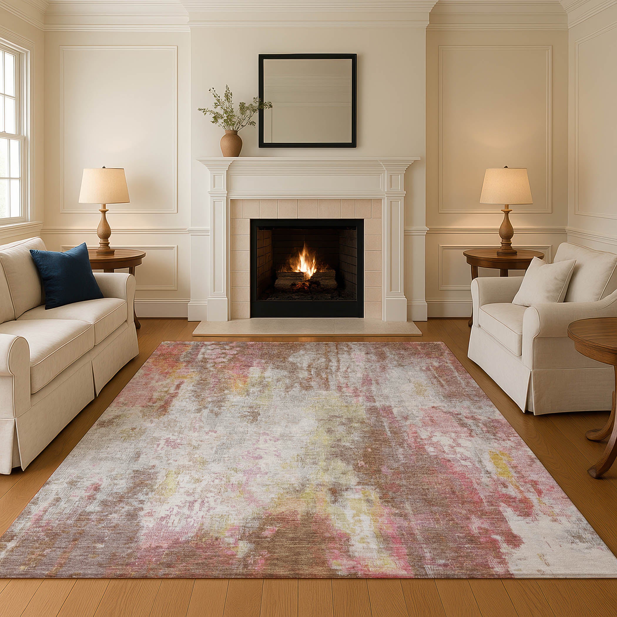 Luang Prabang Machine Washable Transitional Tan Brown Rug 2'6" x 3'10" #shape_Rectangle