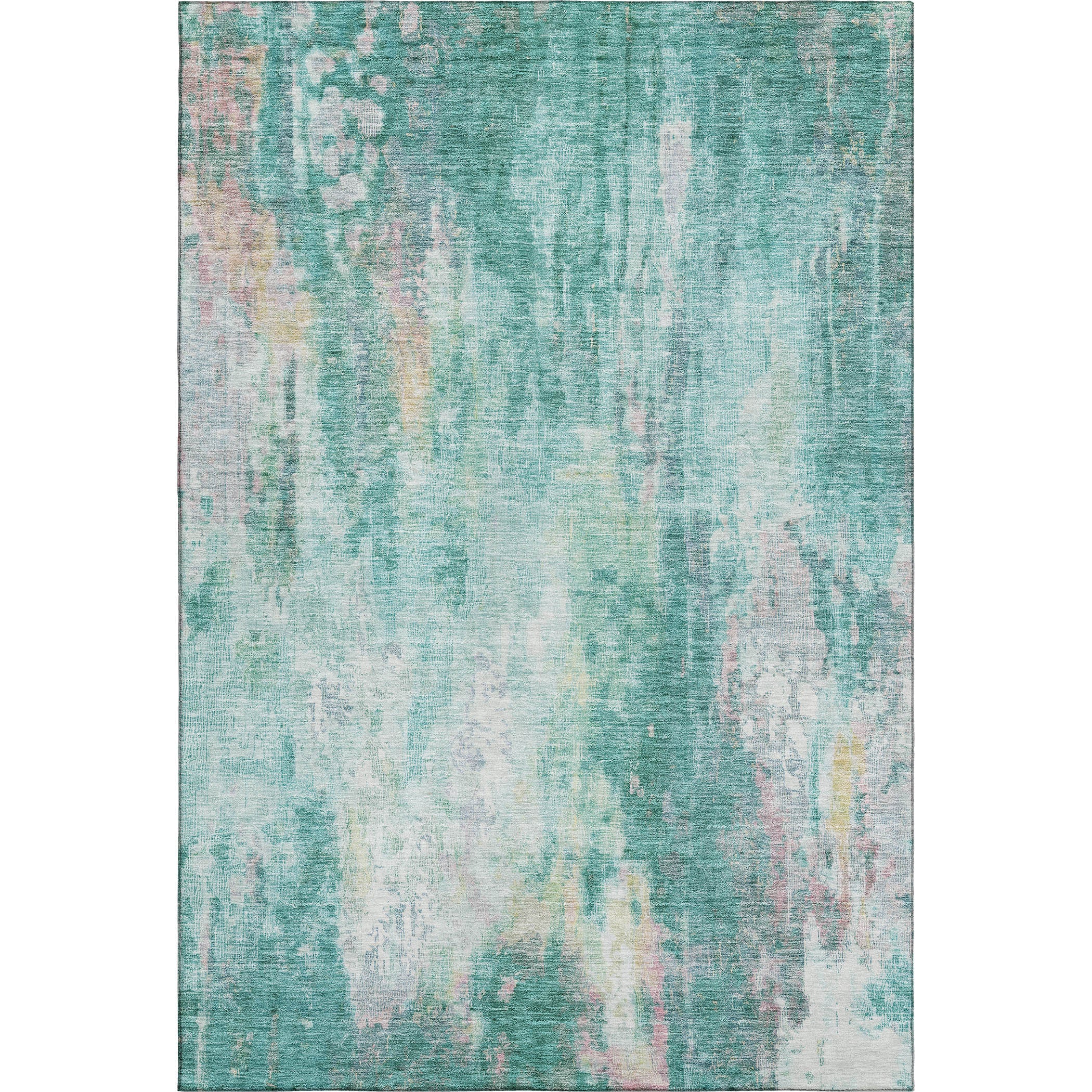 Luang Prabang Machine Washable Transitional Teal Rug 2'6" x 3'10" #shape_Rectangle