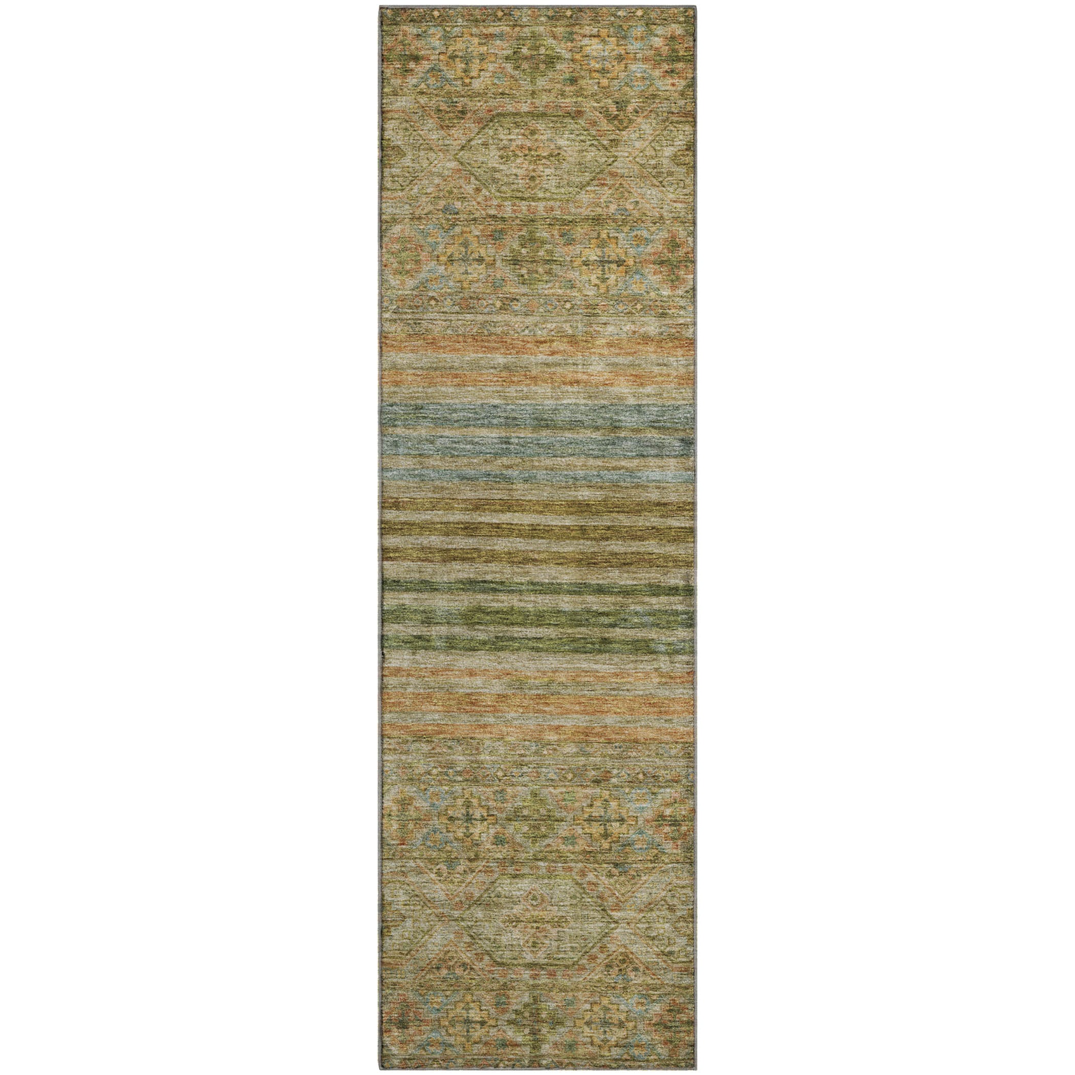 Kyoto Machine Washable Transitional Aloe Green Rug 2'3" x 7'6" #shape_Runner