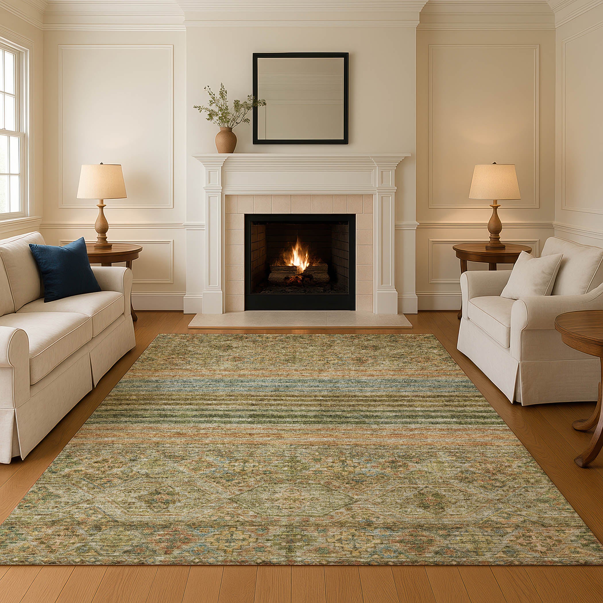 Kyoto Machine Washable Transitional Aloe Green Rug 2'6" x 3'10" #shape_Rectangle