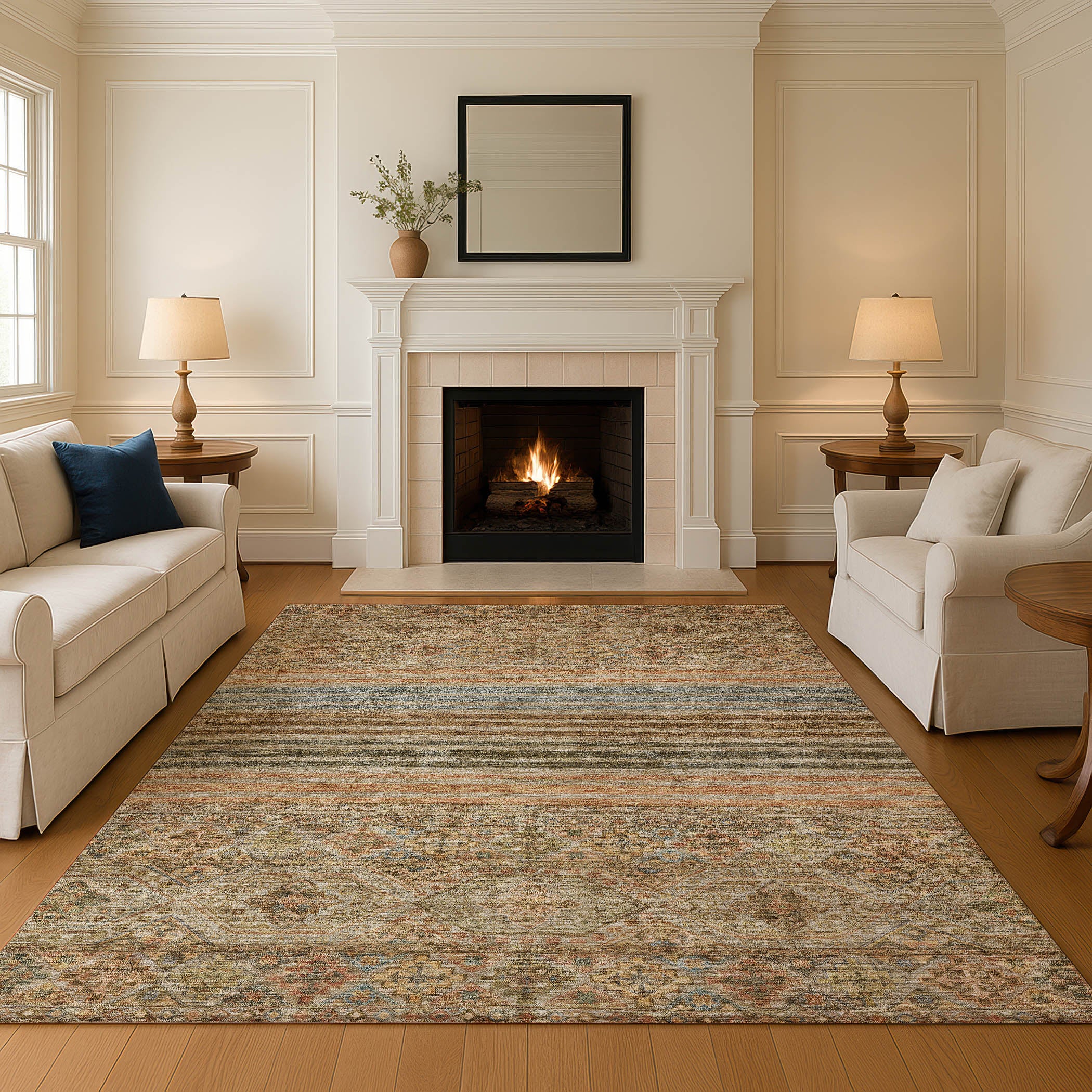 Kyoto Machine Washable Transitional Copper Orange Rug 2'6" x 3'10" #shape_Rectangle