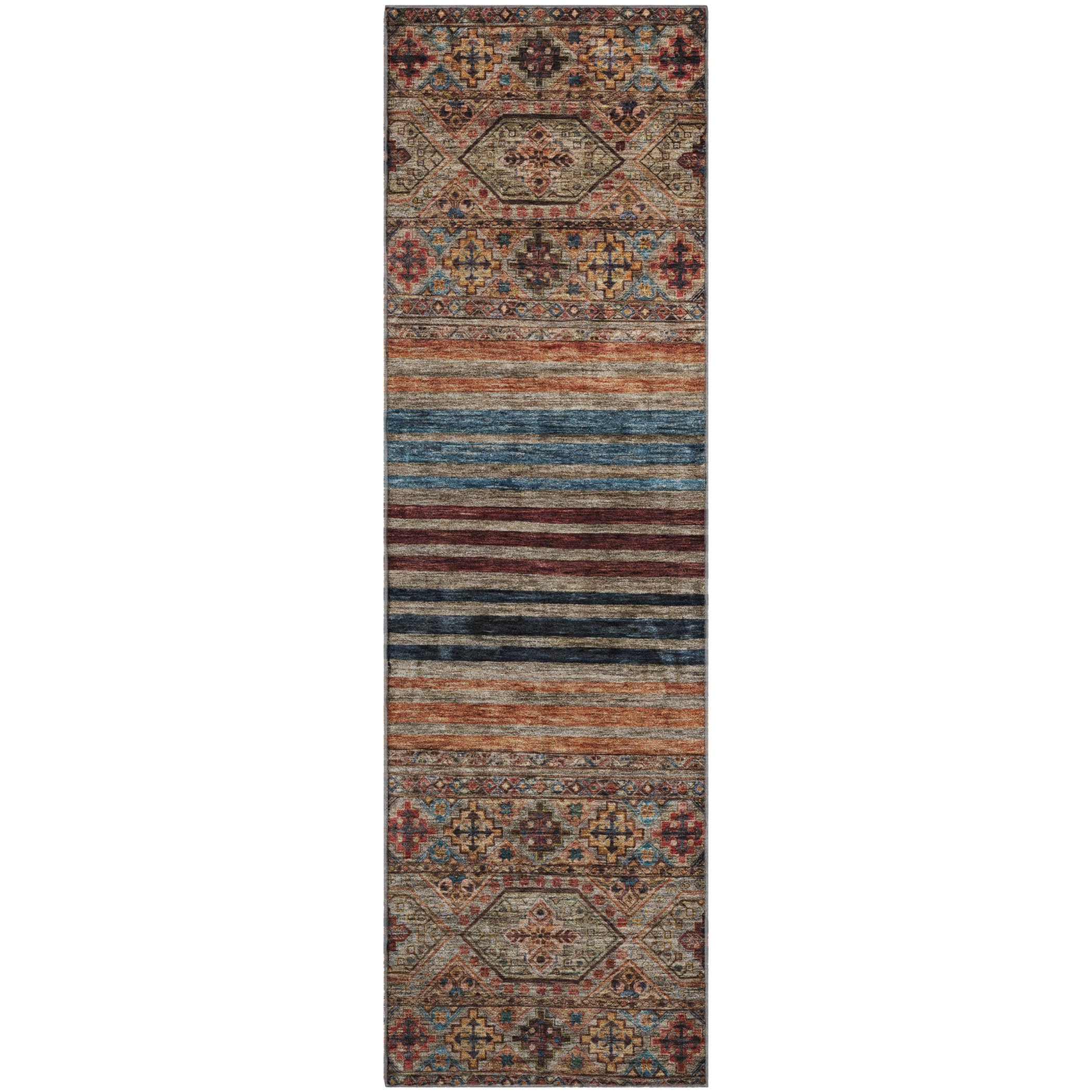 Kyoto Machine Washable Transitional Taupe Brown Rug 2'3" x 7'6" #shape_Runner