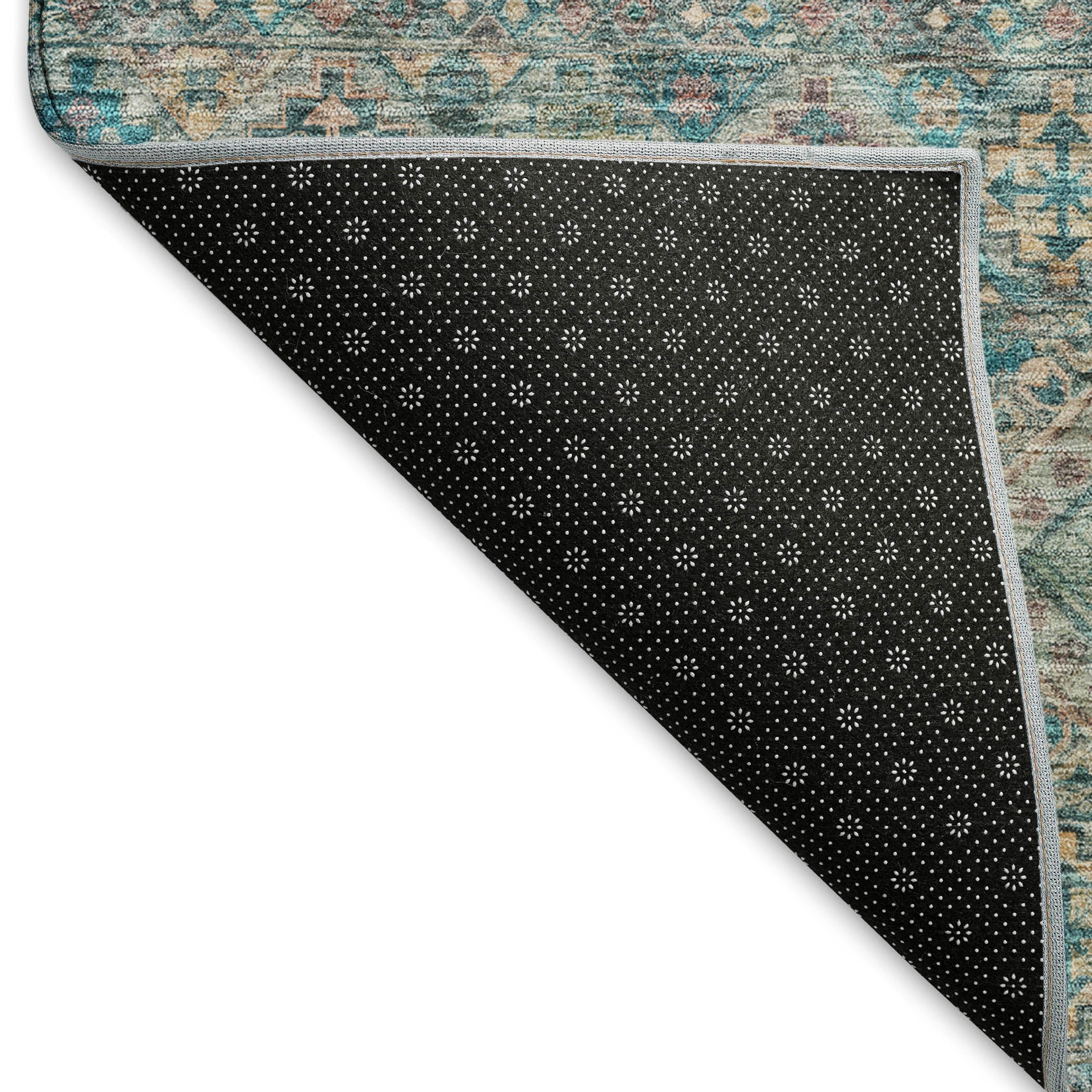 Kyoto Machine Washable Transitional Teal Rug 1'8" x 2'6" #shape_Rectangle