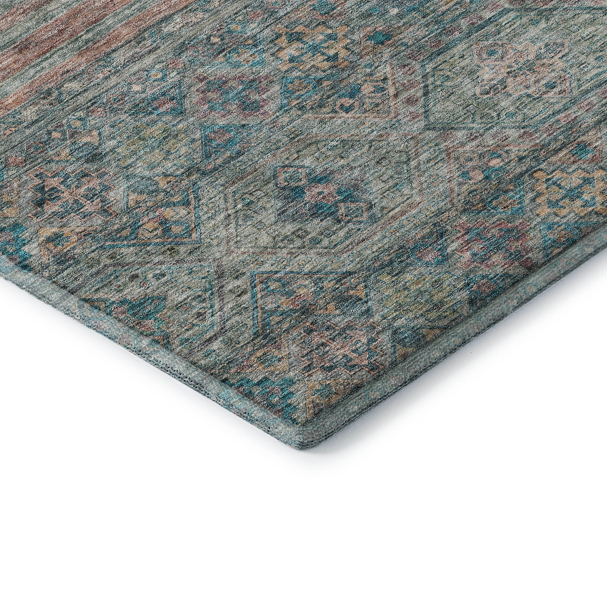 Kyoto Machine Washable Transitional Teal Rug 1'8" x 2'6" #shape_Rectangle