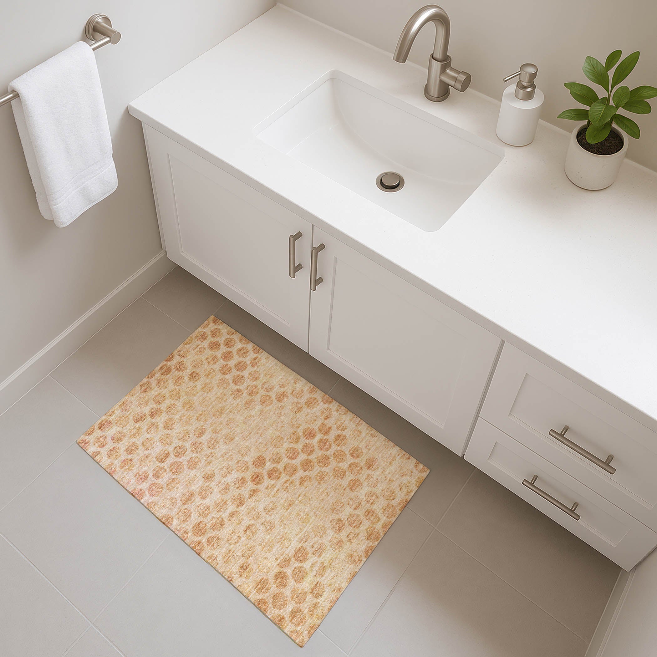 Porto Machine Washable Transitional Peach Orange Rug 1'8" x 2'6" #shape_Rectangle