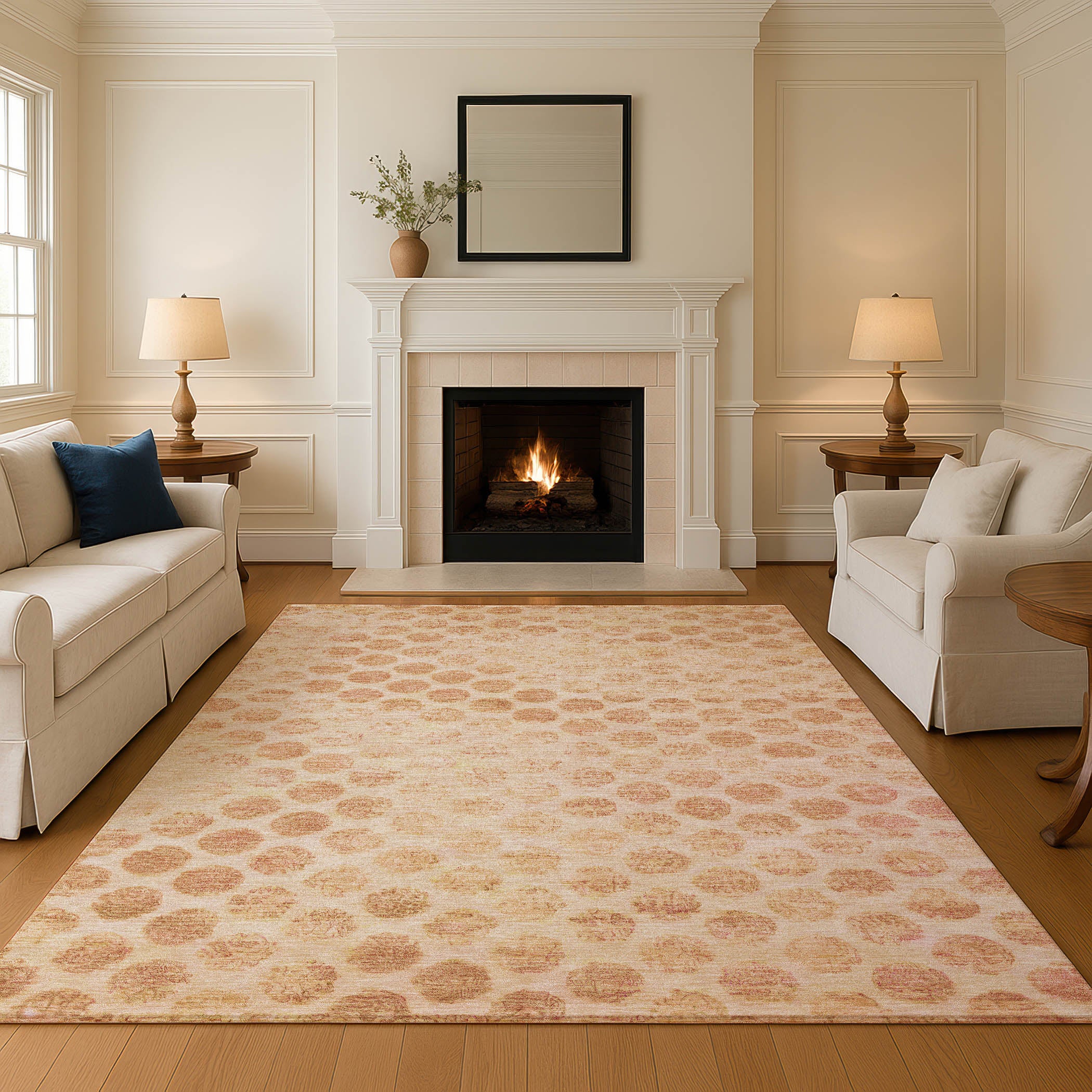 Porto Machine Washable Transitional Peach Orange Rug 2'6" x 3'10" #shape_Rectangle