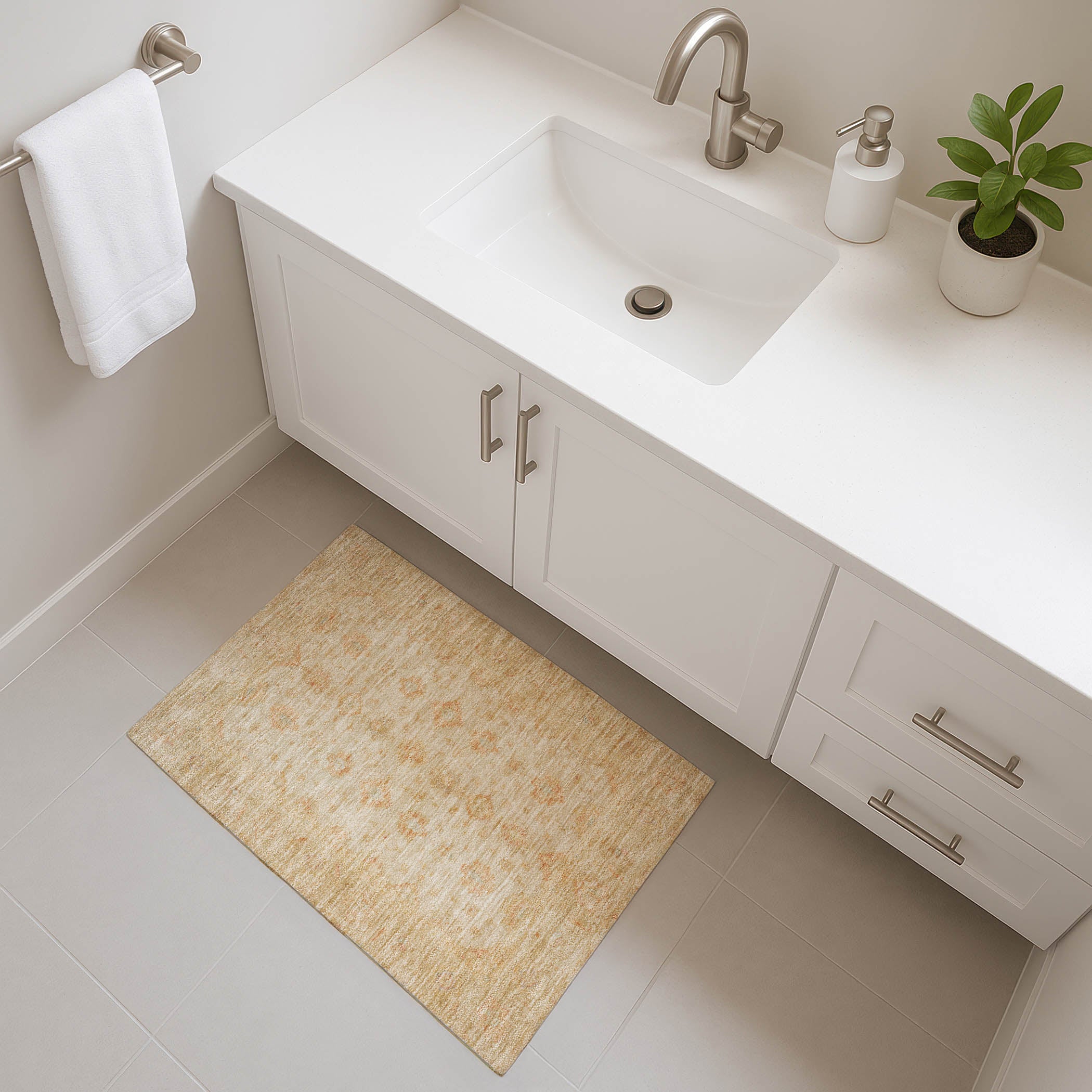 Chiang Mai Machine Washable Traditional Beige Brown Rug 1'8" x 2'6" #shape_Rectangle