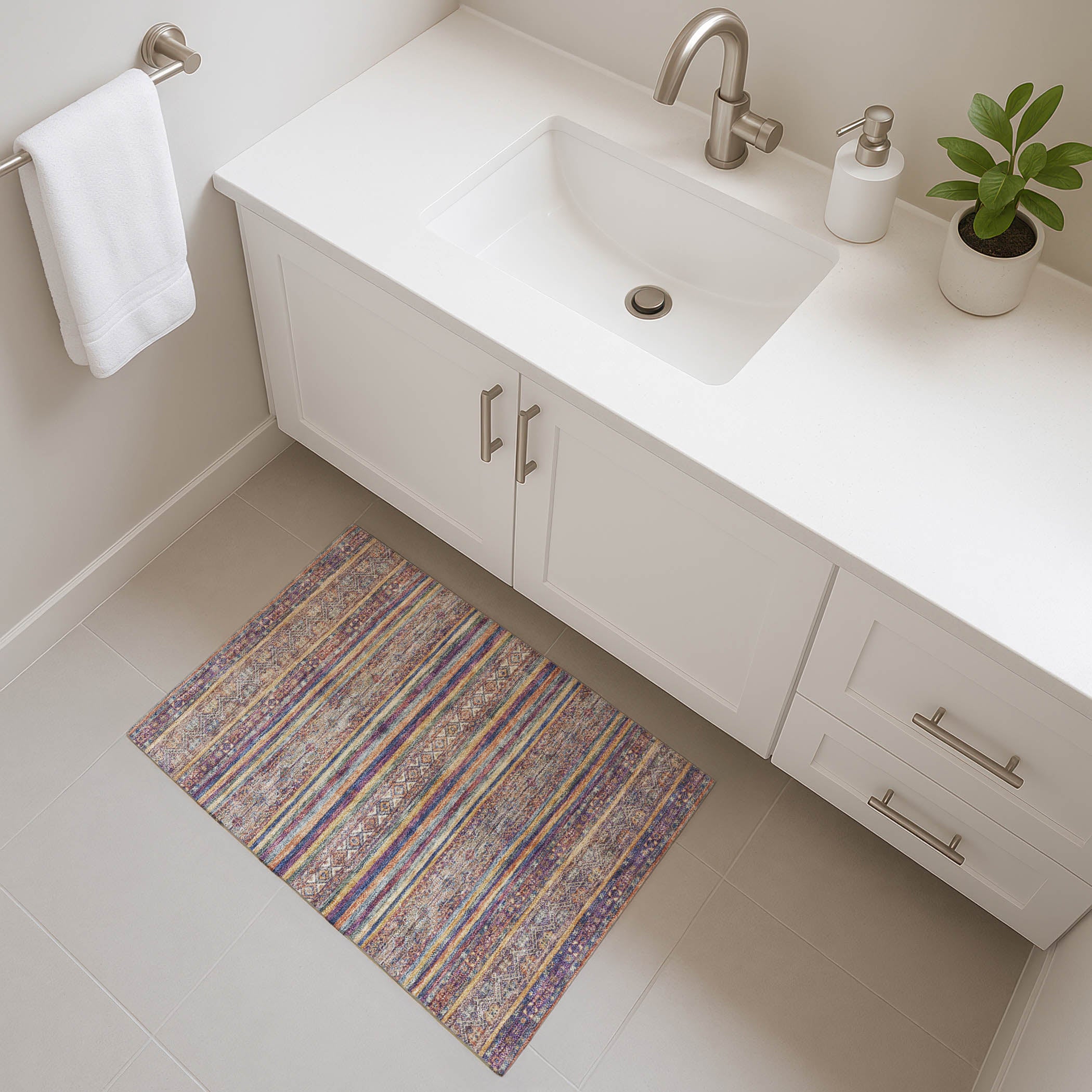 Seoul Machine Washable Transitional Blue Rug 1'8" x 2'6" #shape_Rectangle