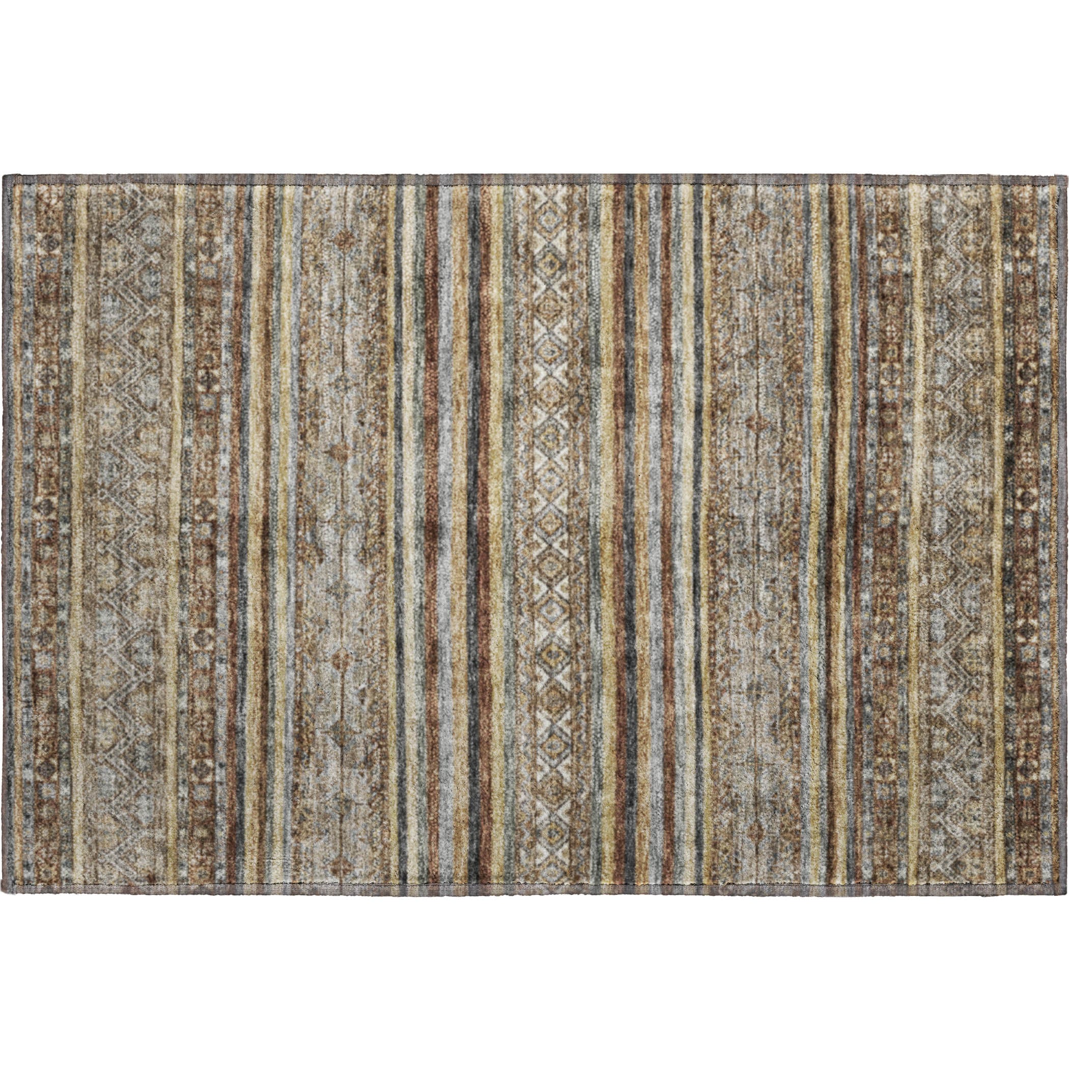 Seoul Machine Washable Transitional Brown Rug 1'8" x 2'6" #shape_Rectangle