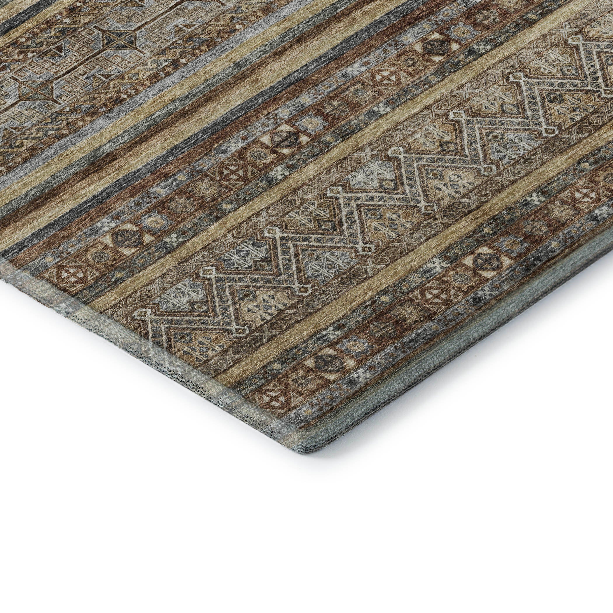 Seoul Machine Washable Transitional Brown Rug 1'8" x 2'6" #shape_Rectangle