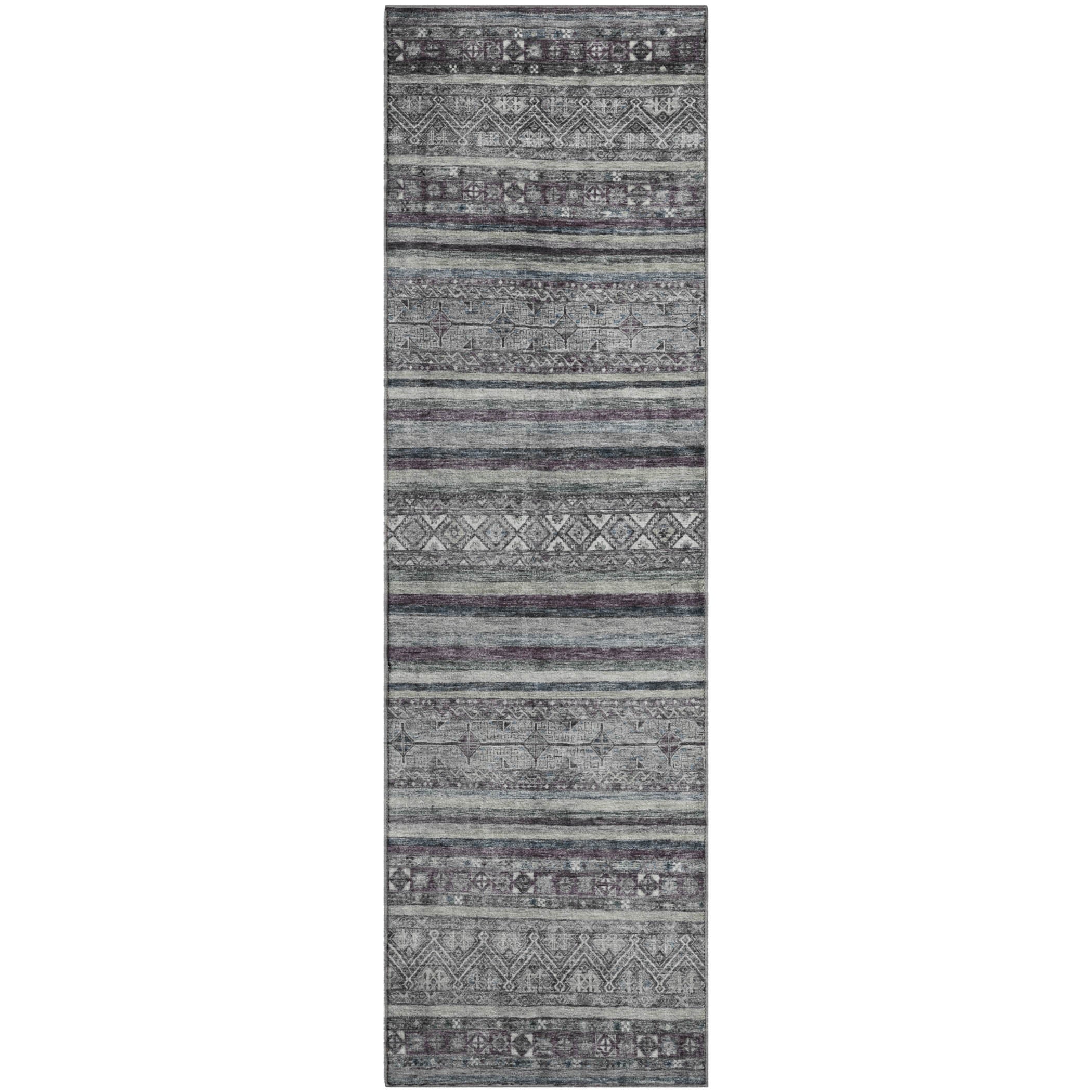 Seoul Machine Washable Transitional Gray Rug 2'3" x 7'6" #shape_Runner