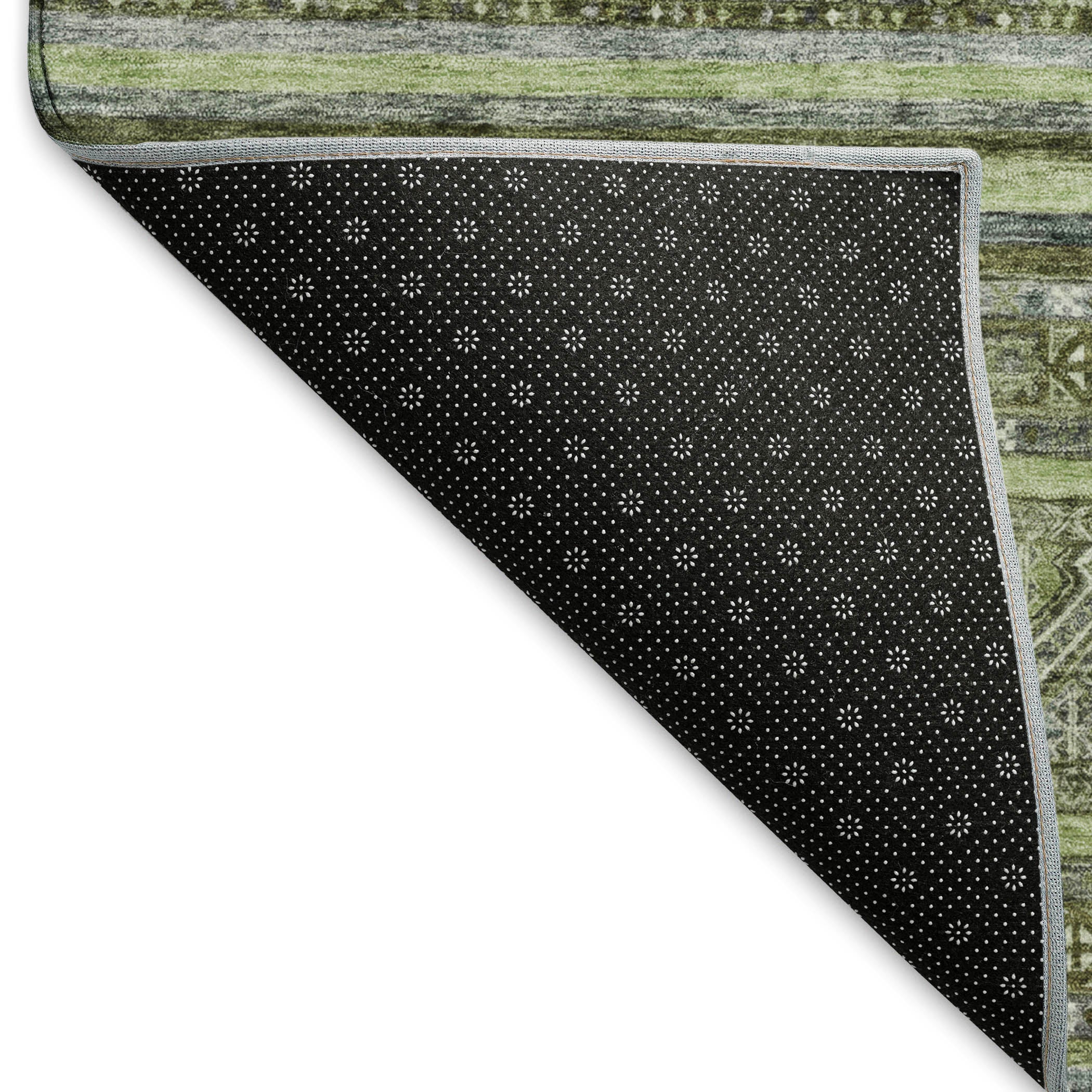 Seoul Machine Washable Transitional Olive Green Rug 1'8" x 2'6" #shape_Rectangle