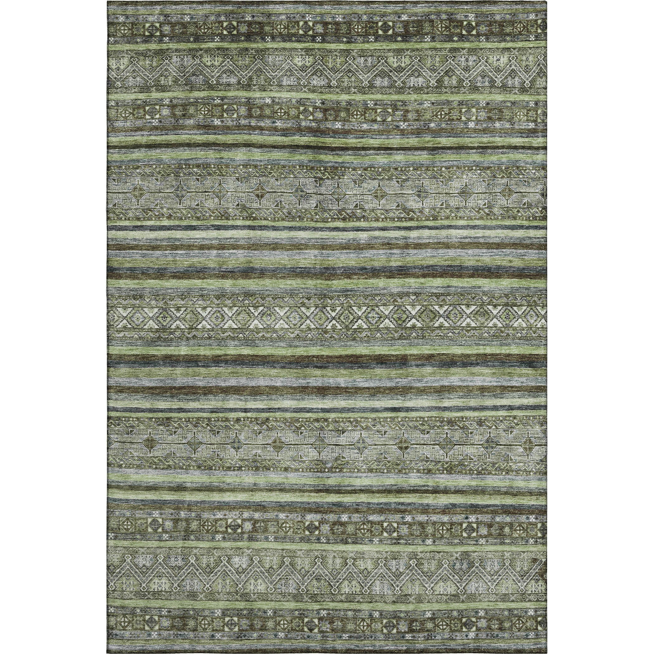 Seoul Machine Washable Transitional Olive Green Rug 2'6" x 3'10" #shape_Rectangle