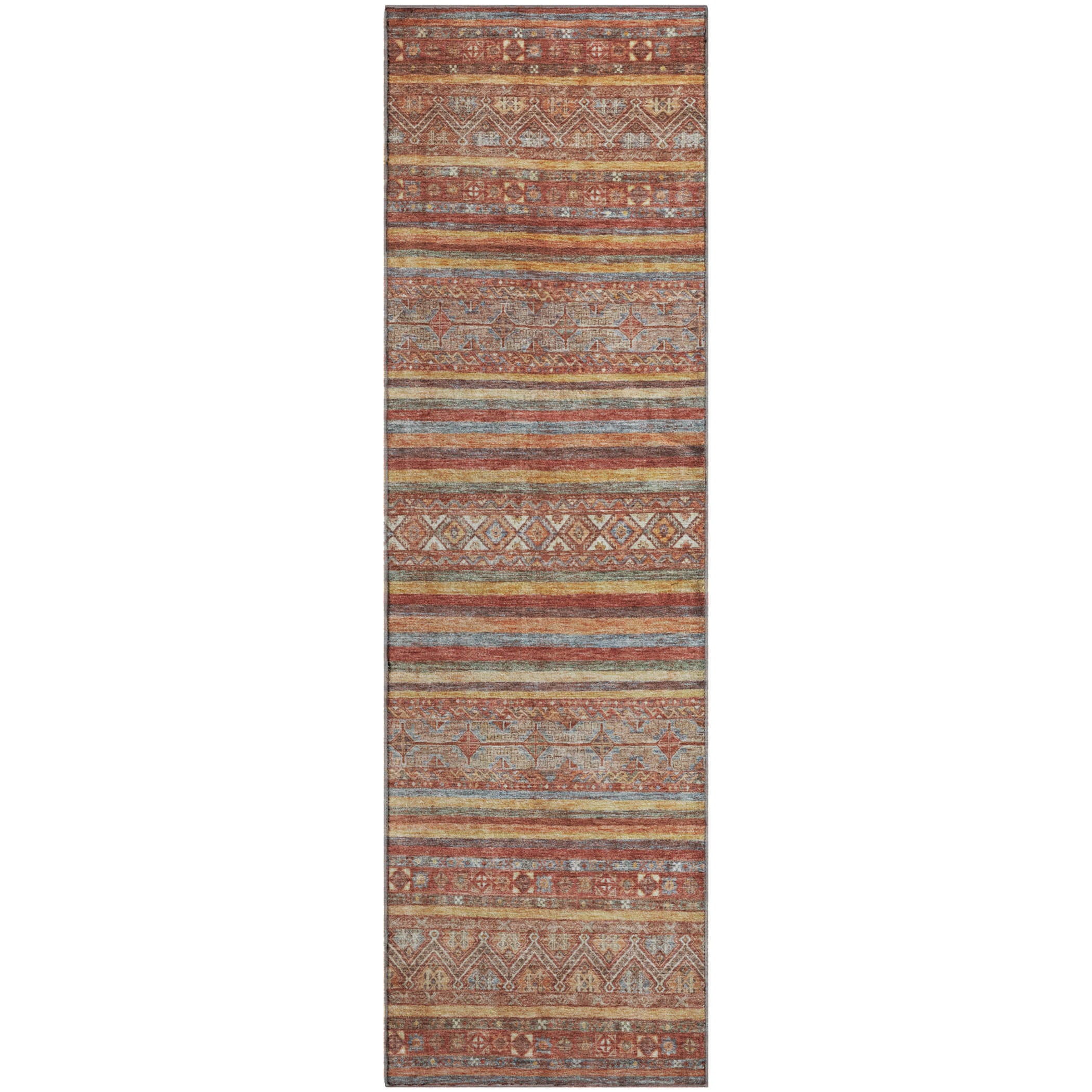 Seoul Machine Washable Transitional Paprika Orange Rug 2'3" x 7'6" #shape_Runner