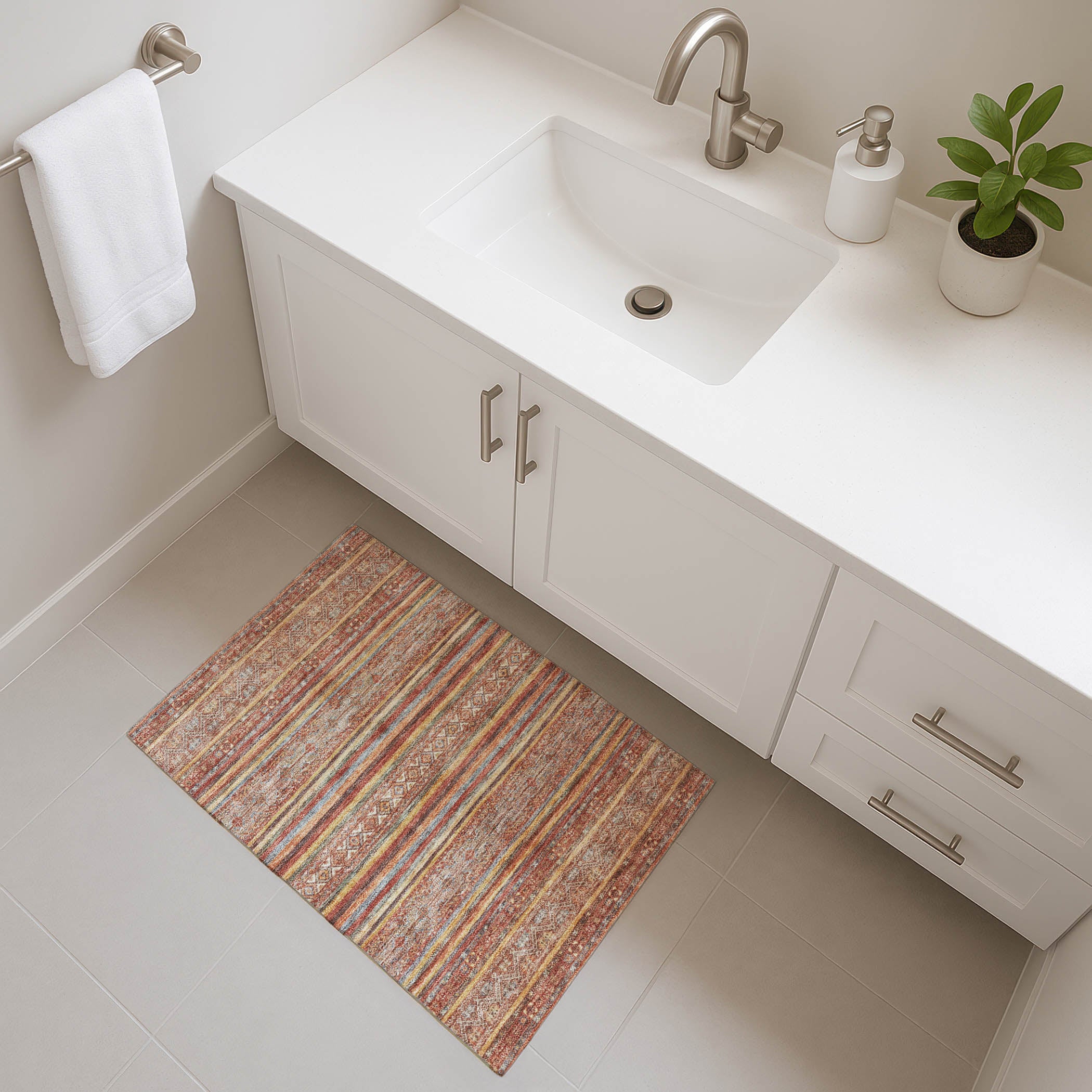 Seoul Machine Washable Transitional Paprika Orange Rug 1'8" x 2'6" #shape_Rectangle