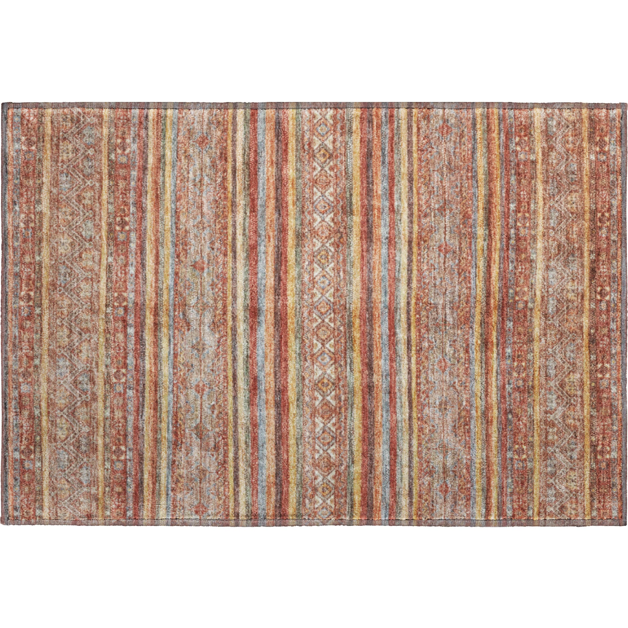 Seoul Machine Washable Transitional Paprika Orange Rug 1'8" x 2'6" #shape_Rectangle